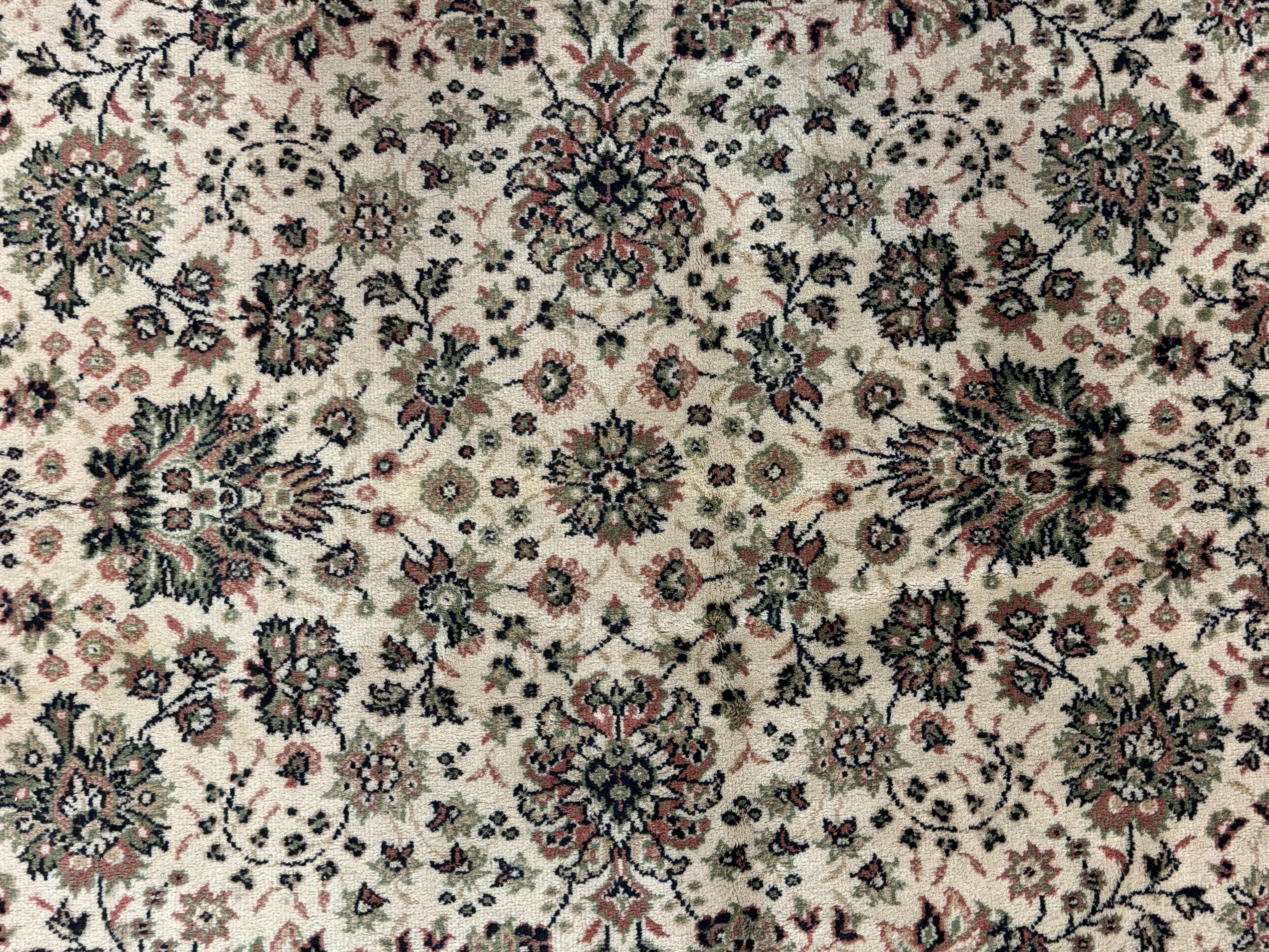 Couristan Rug 6x8, Vintage Belgium Power-Loomed Wool Oriental Carpet, Beige and Green, Allover Floral Area Rug - Jewel Rugs