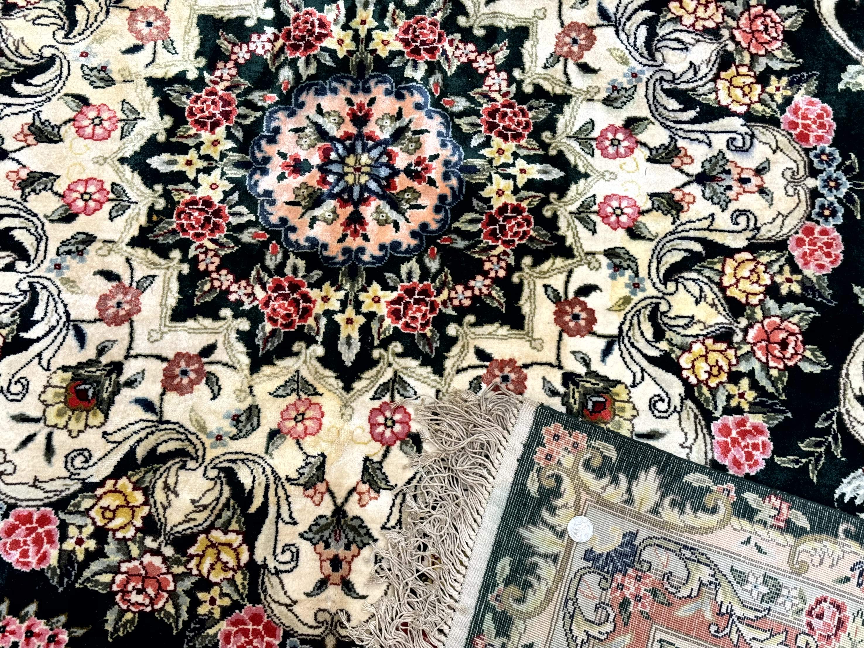 Silk Indian Kashmiri Rug 9x12, Vintage Hand Knotted Carpet - Jewel Rugs