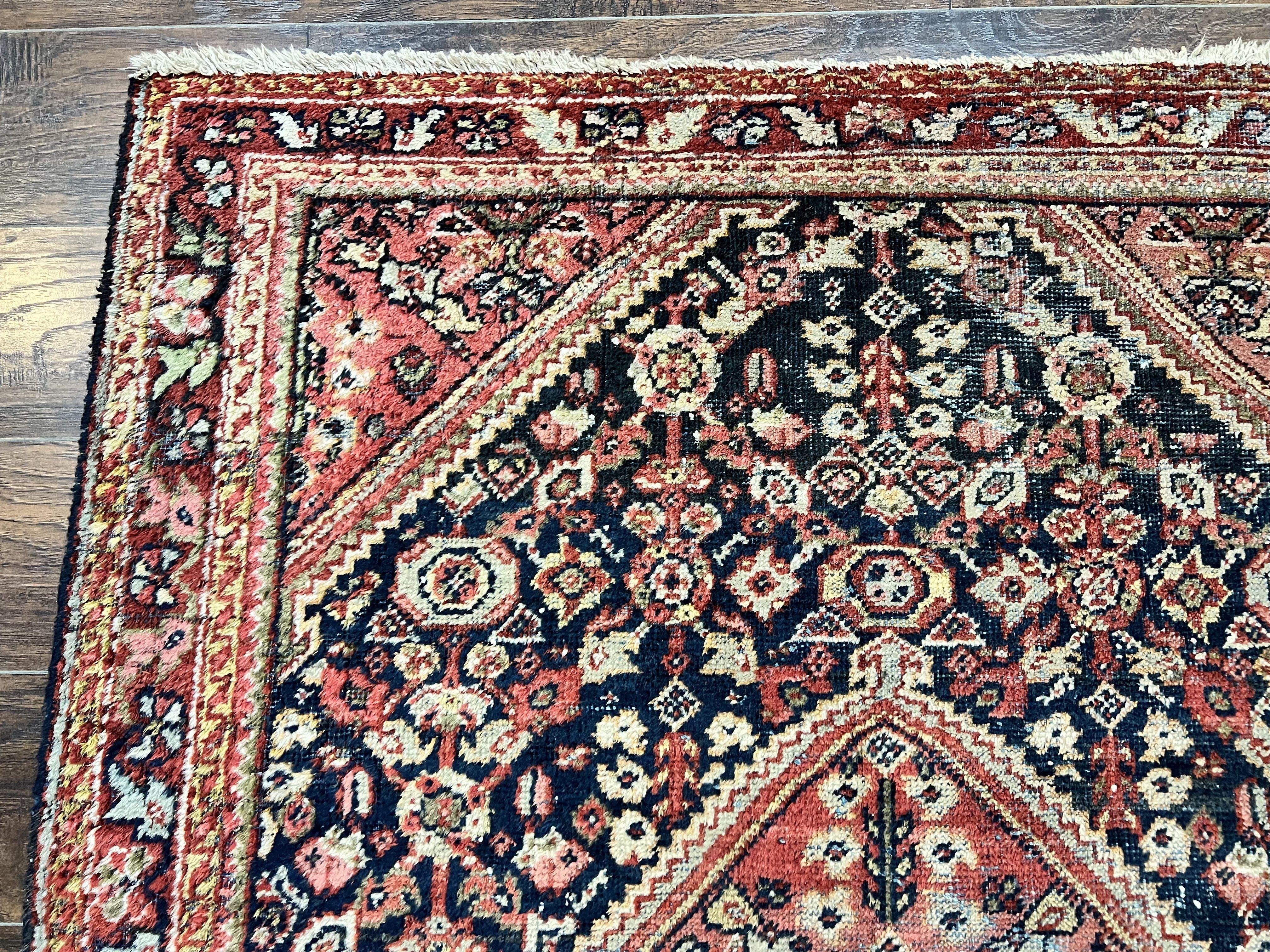 Antique Persian Mahal Rug 4x7, Wool Hand Knotted Tribal Geometric Carpet - Jewel Rugs