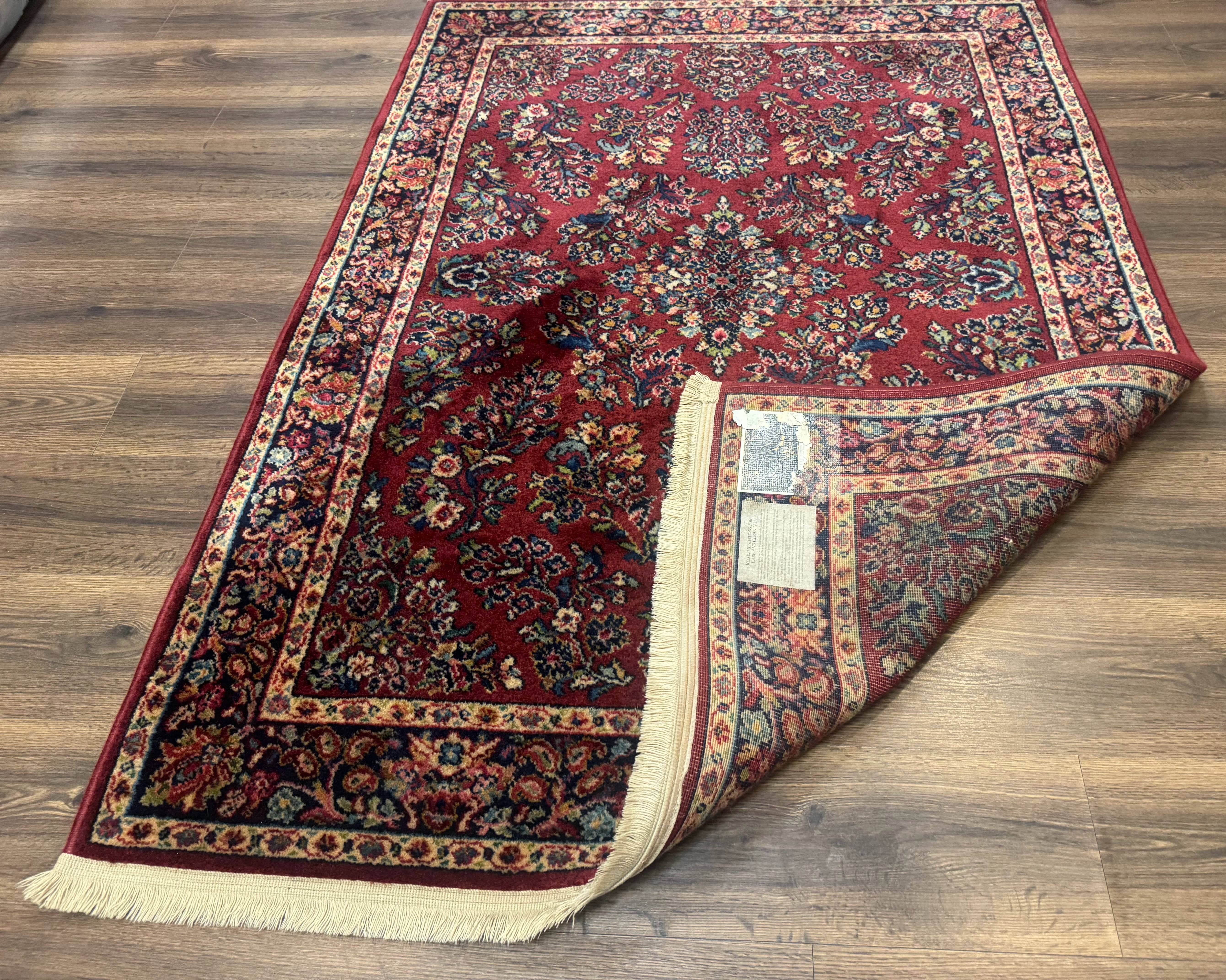 Karastan Rug 4x6 Red Sarouk #785, Wool Pile Original 700 Series, Vintage Discontinued - Jewel Rugs