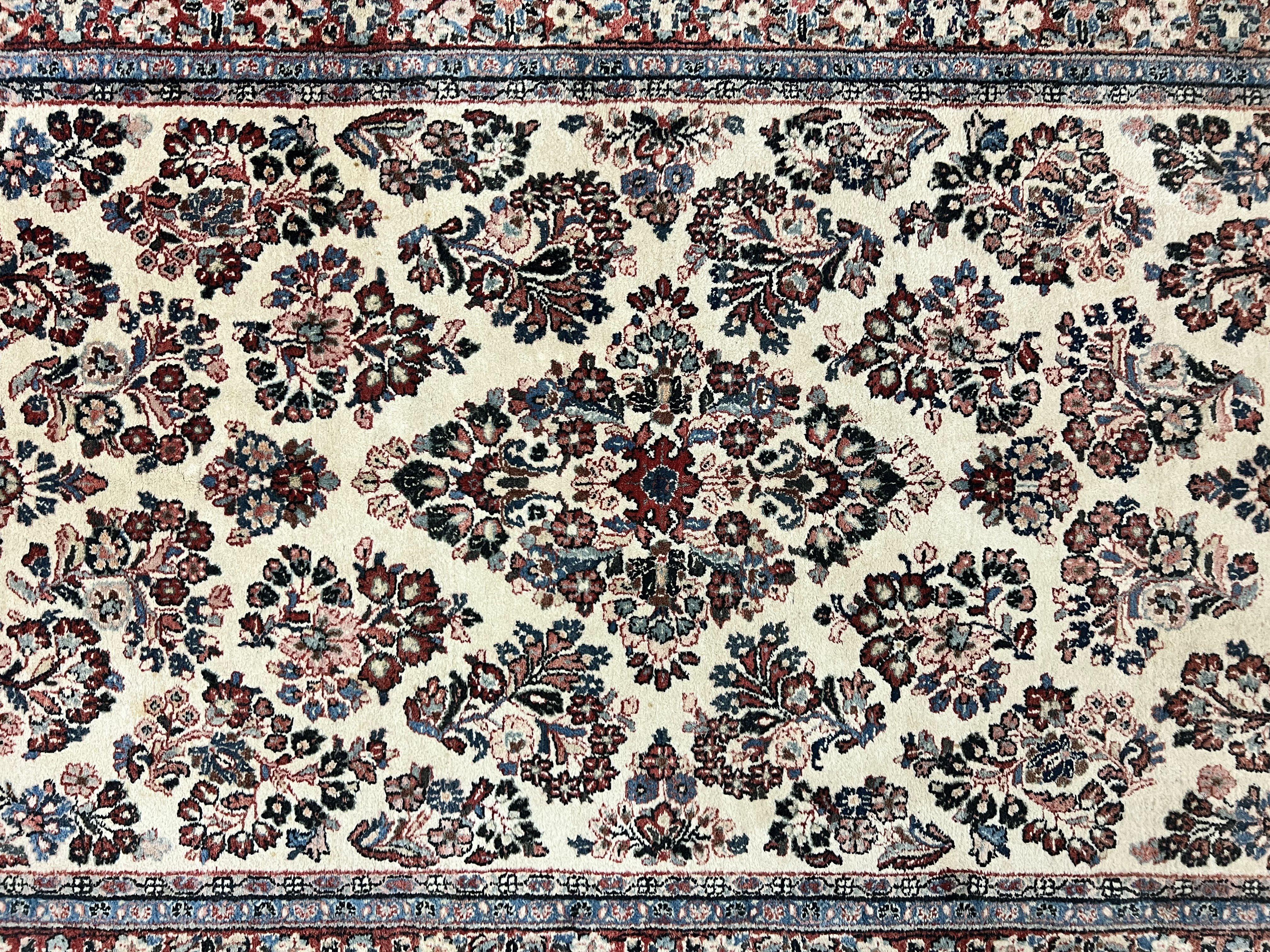 Persian Sarouk Rug 5x11, Wool Hand Knotted Antique Carpet, Ivory, Floral Allover Oriental Rug, 5 x 11 Traditional Oriental Rug - Jewel Rugs