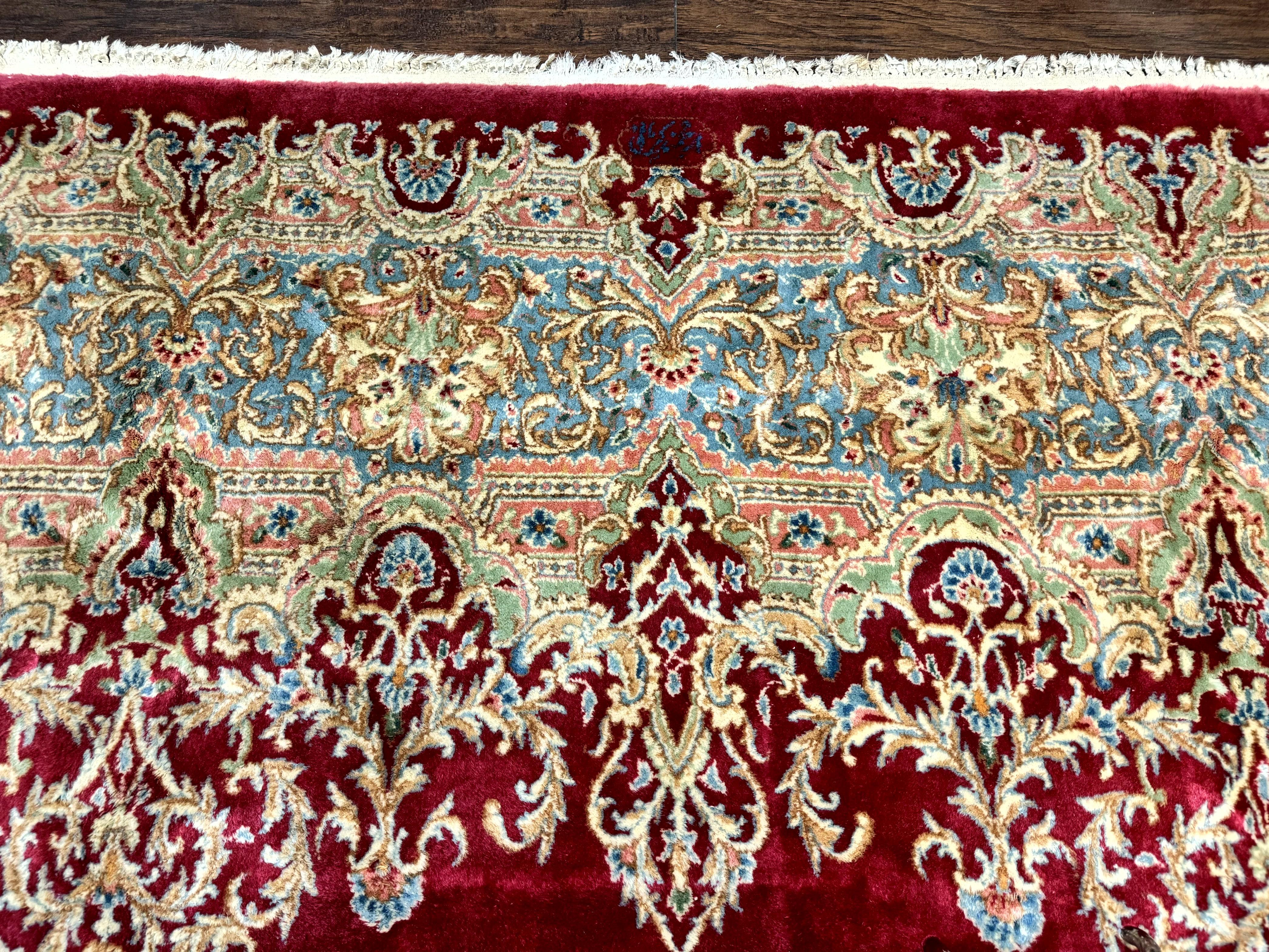 Persian Kirman Rug 10x14, Semi Open Field, Large Vintage Persian Carpet, Handmade Wool Rug, Red - Jewel Rugs