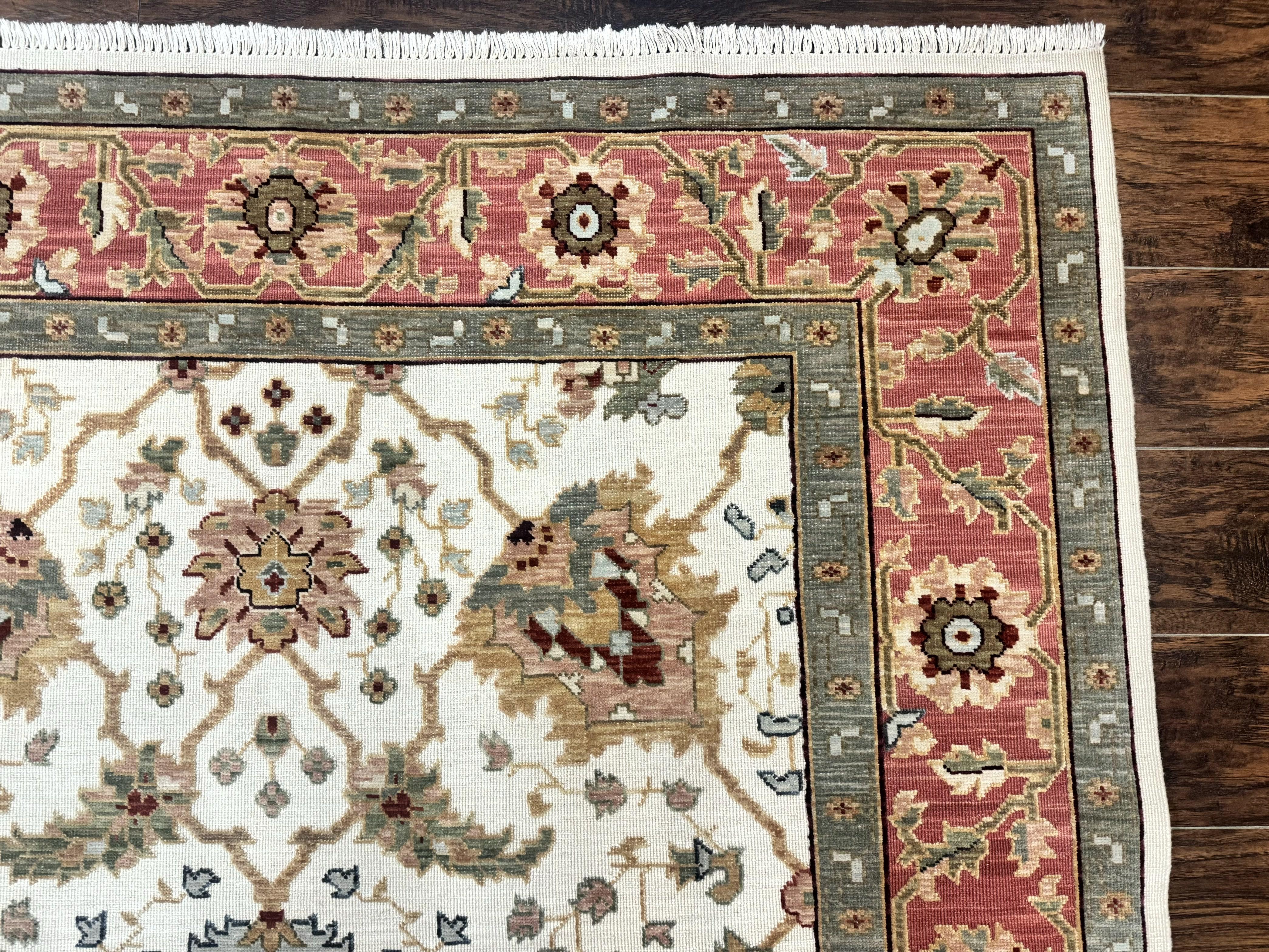 Flatweave Soumak Rug 6x9, Nourison Rug, Wool Handmade, Floral, Ivory - Jewel Rugs
