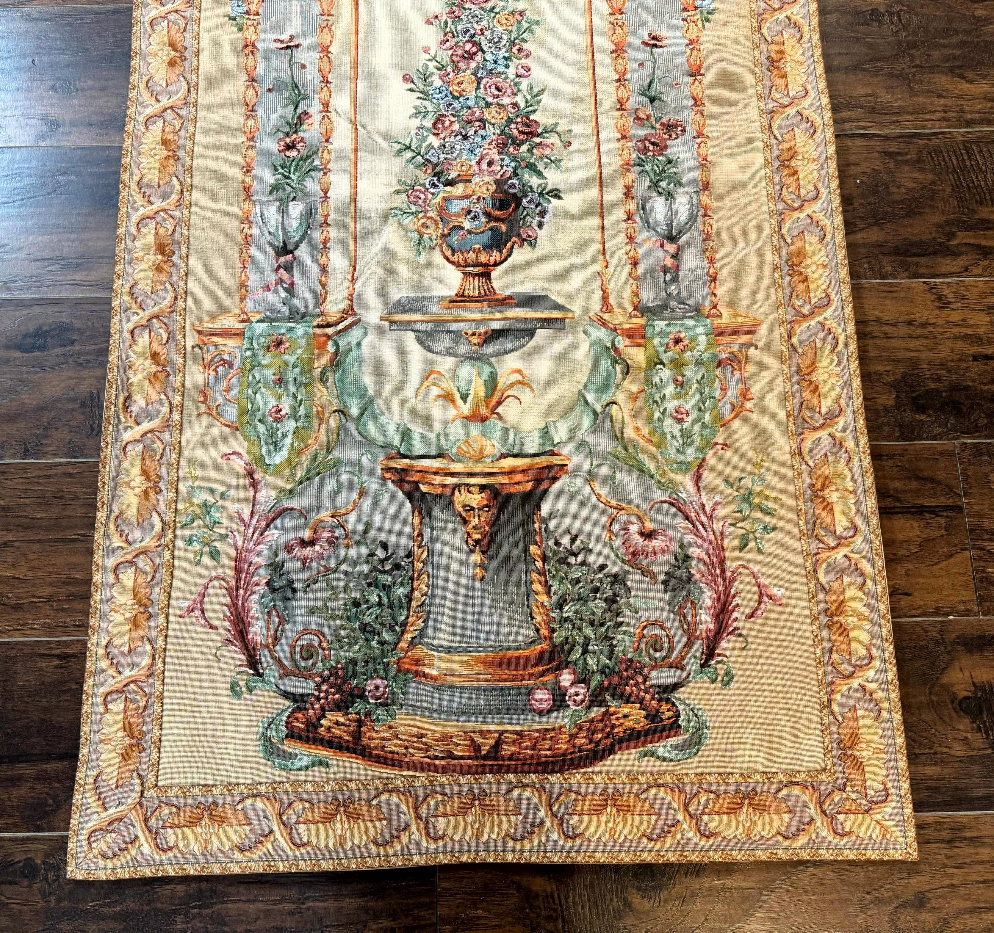 French Tapestry 3x6, Vertical Hanging Tapestry, French Garden, European Design, Elegant, One of Pair - Jewel Rugs