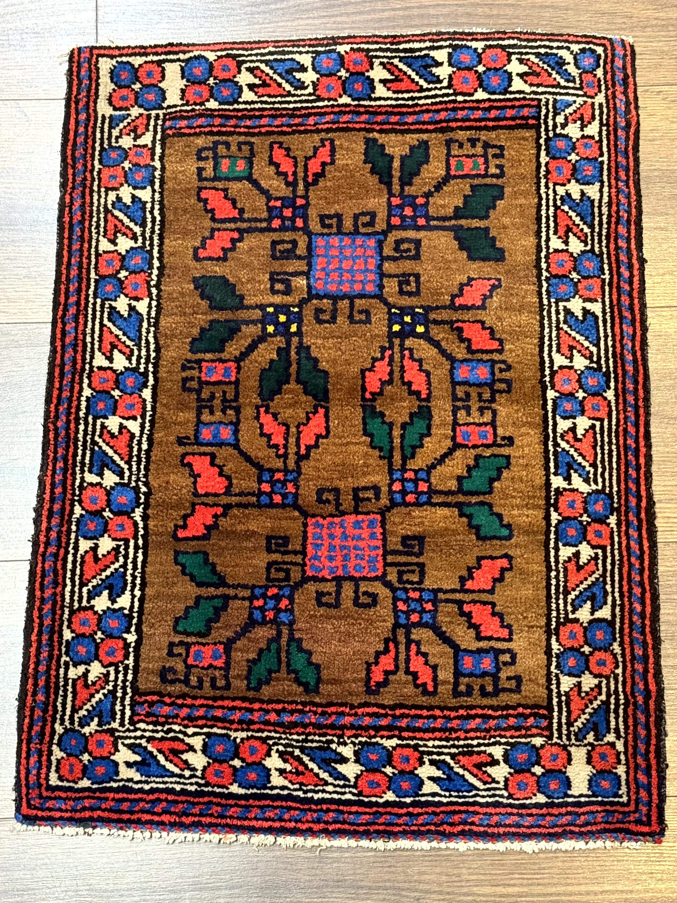 Small Persian Baluchi Rug, Tribal Rug, Brown, Multicolor - Jewel Rugs