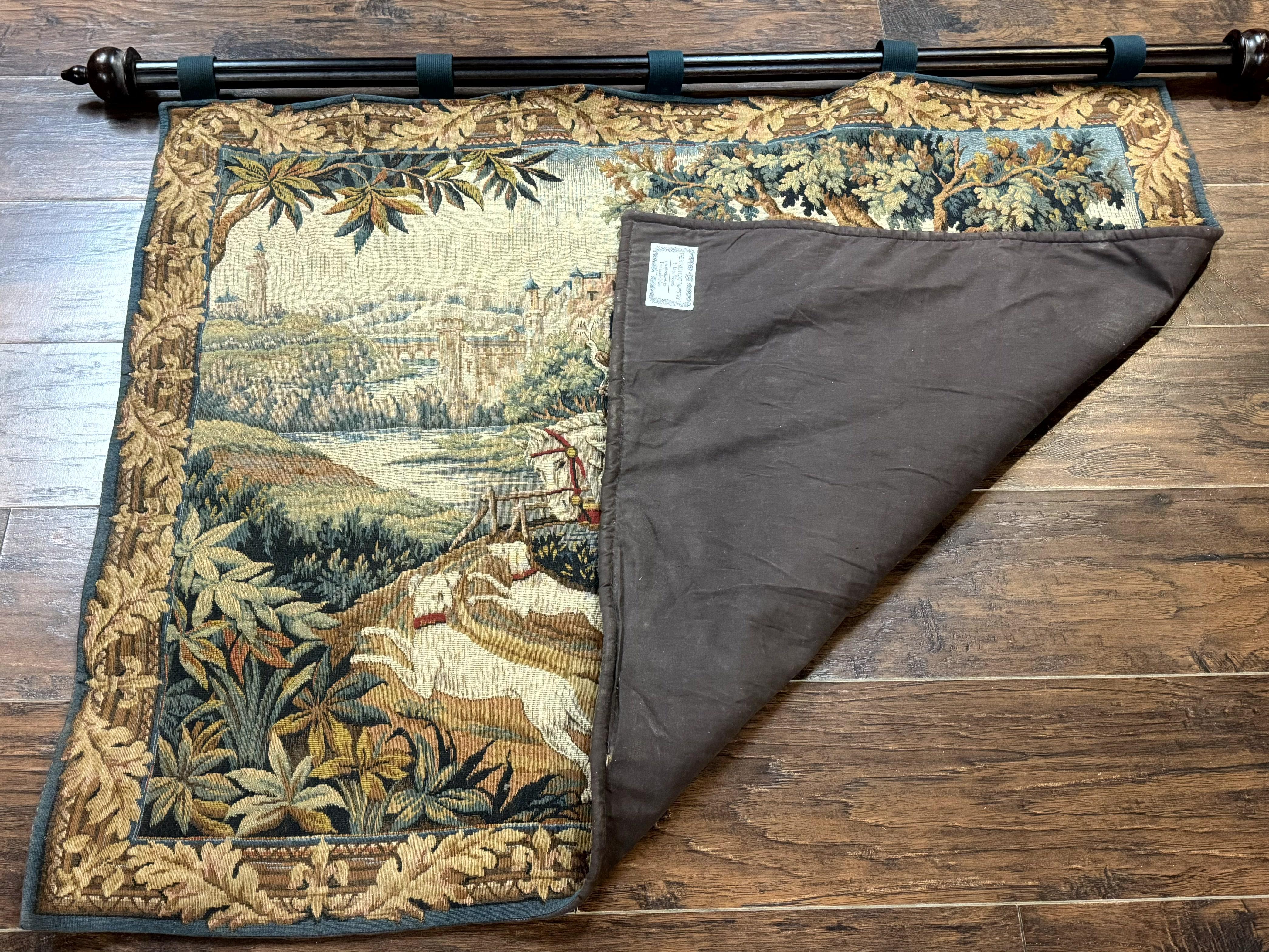 Vintage French Tapestry 4x5, The Royal Hunt Tapestry by Marc Waymel, Needlepoint Petitepoint Tapestry - Jewel Rugs