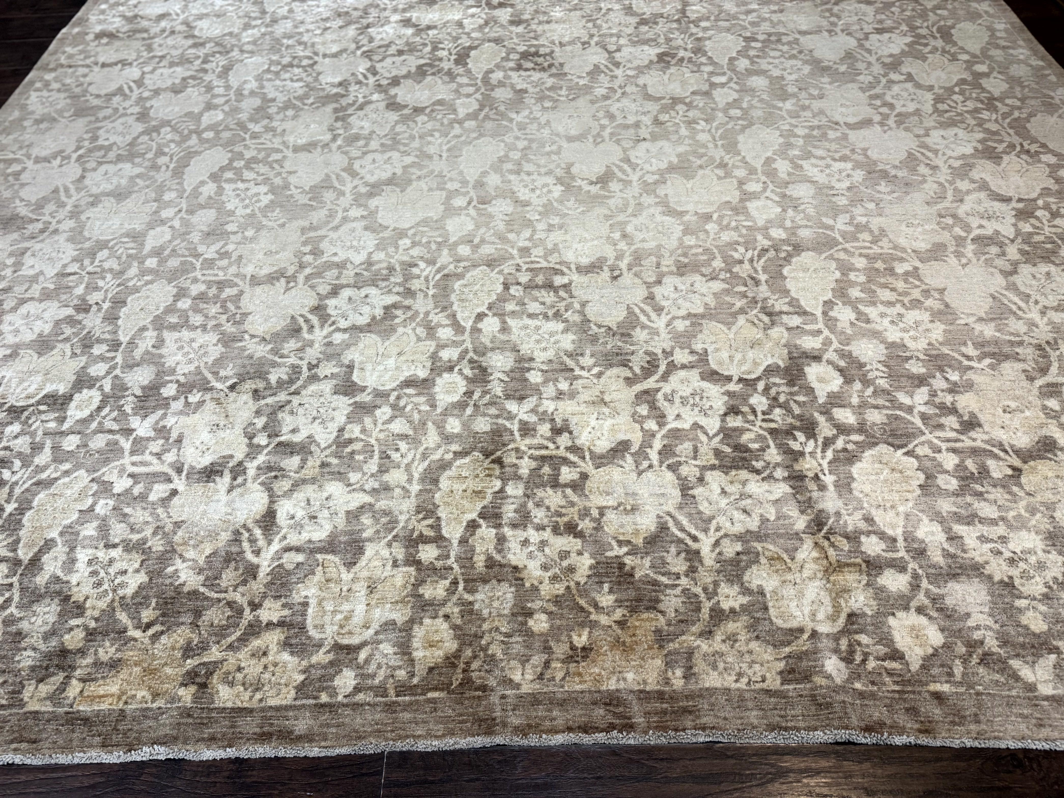 Modern Floral Rug 10x14, Large Wool Area Rug, Handmade Carpet - Jewel Rugs