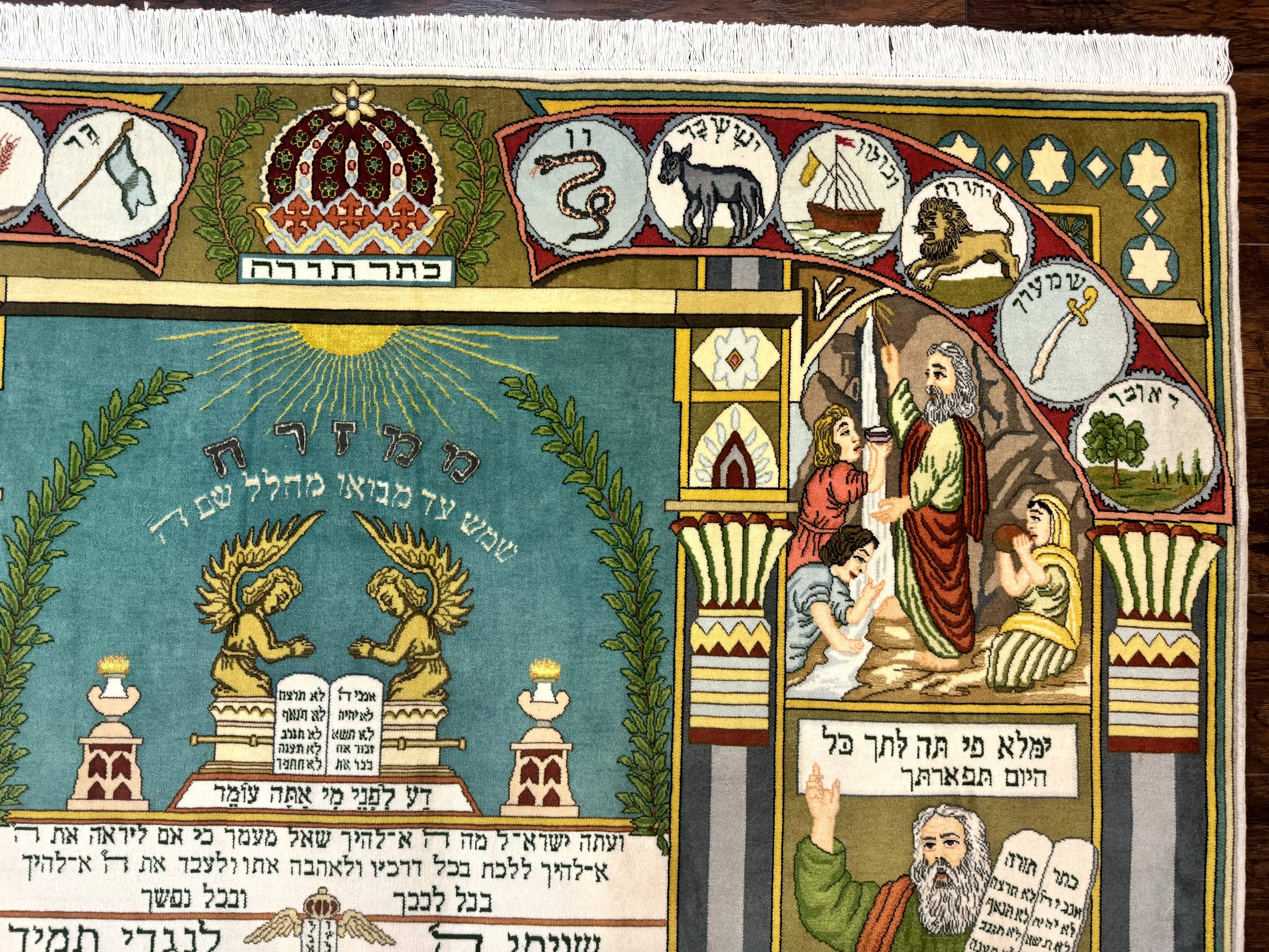 Persian Tabriz Jewish Pictorial Rug - Biblical Scenes, Kork Wool - Jewel Rugs