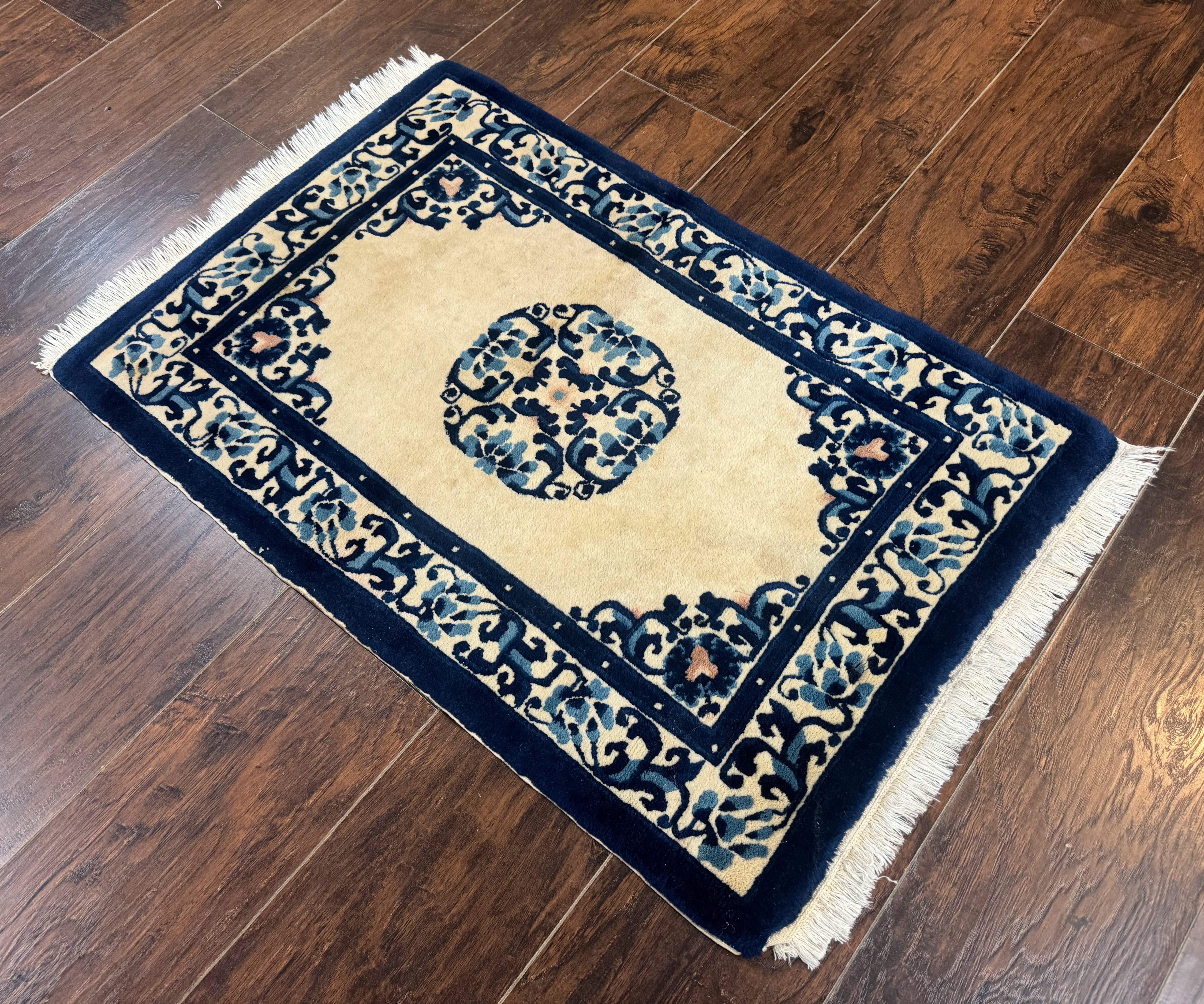 Chinese Peking Rug 2x3, Small Wool Chinese Carpet, Art Deco Rug - Jewel Rugs