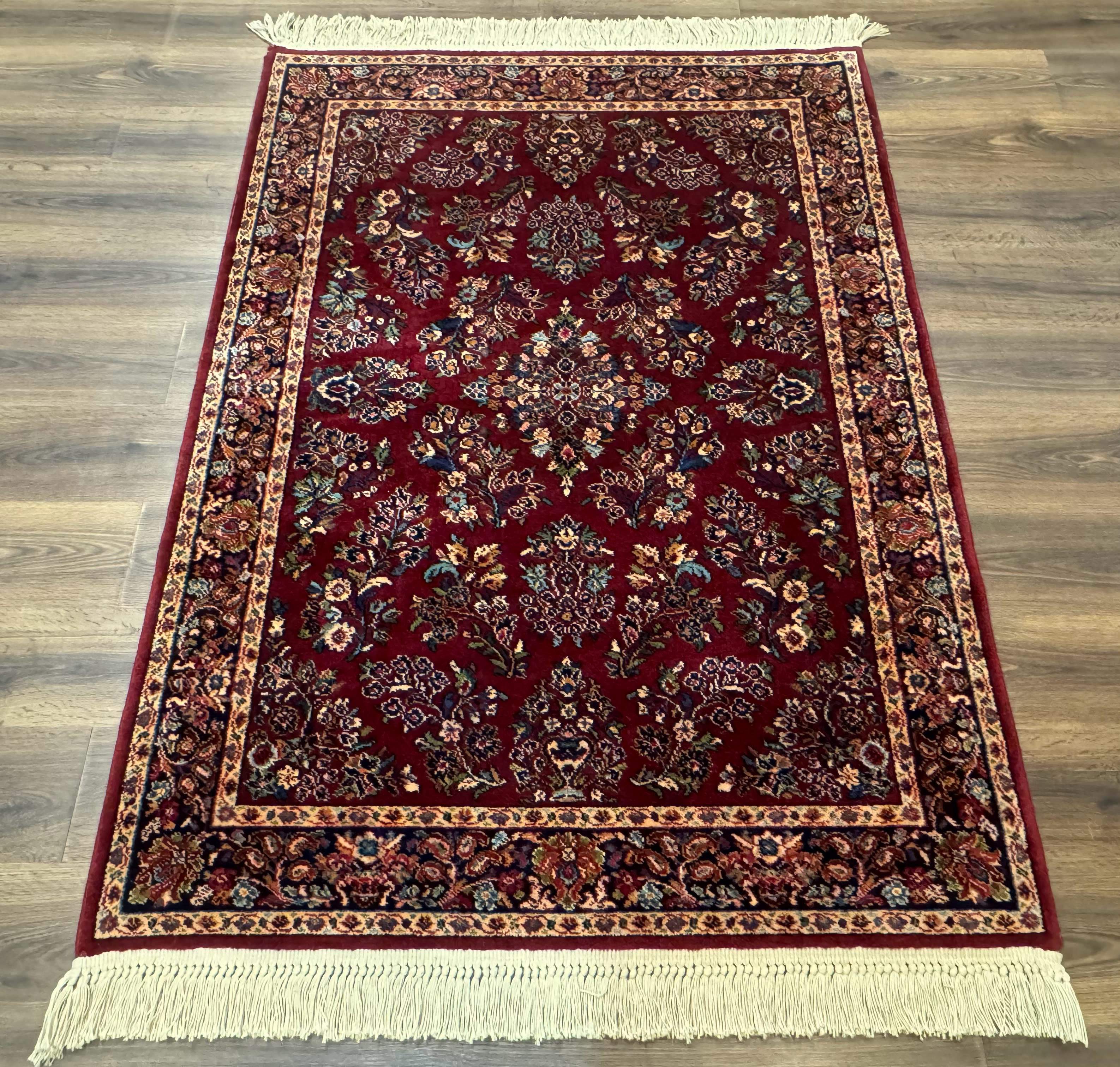 4x6 Karastan Rug Red Sarouk #785, Wool Pile Original 700 Series, Vintage Discontinued - Jewel Rugs