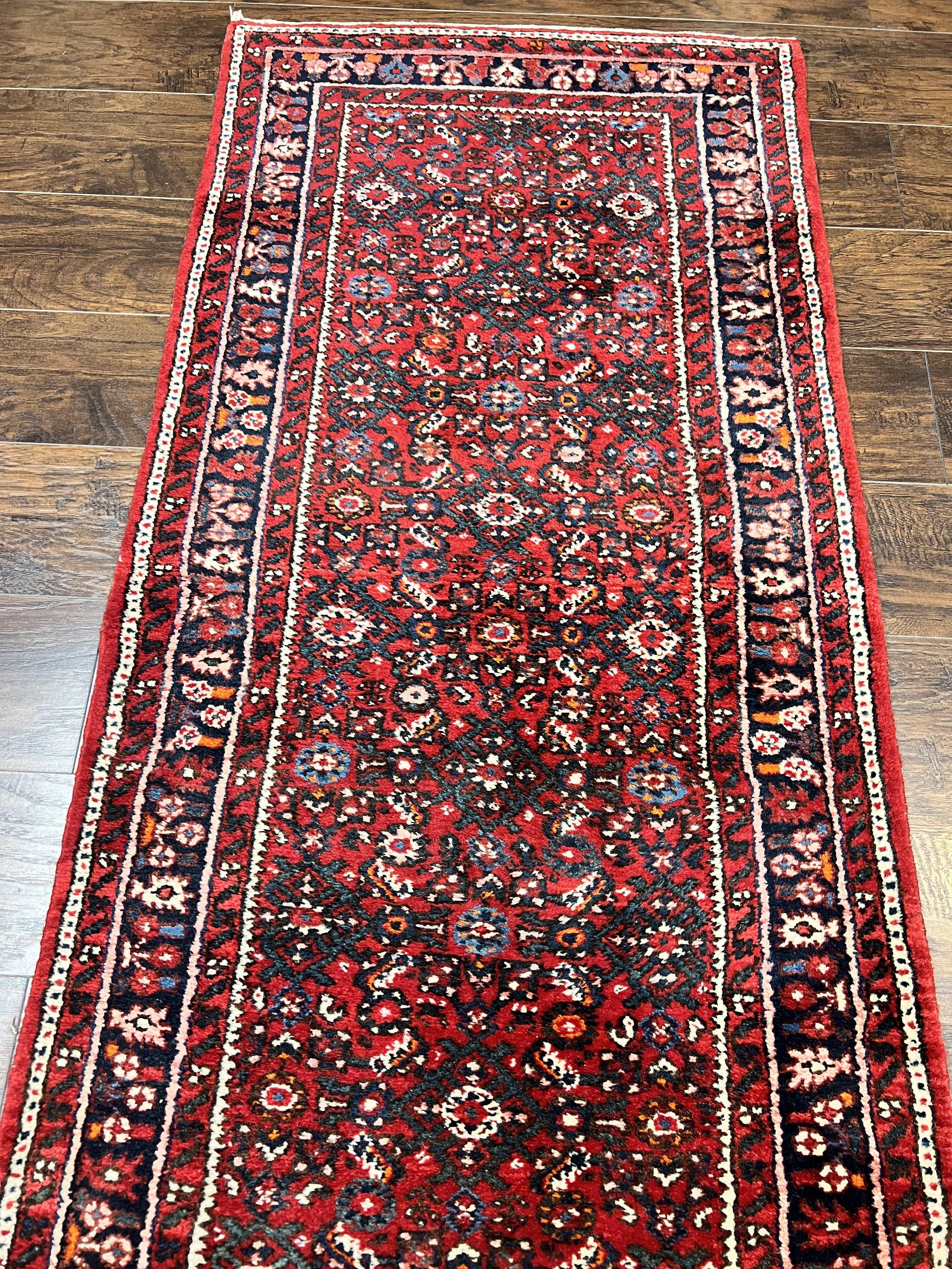 Long Persian Runner Rug 2.9 x 17, Red Handmade Wool Rug for Hallway, Antique Persian Carpet, 17ft Runner, Persian Hamadan Dargazine Rug - Jewel Rugs