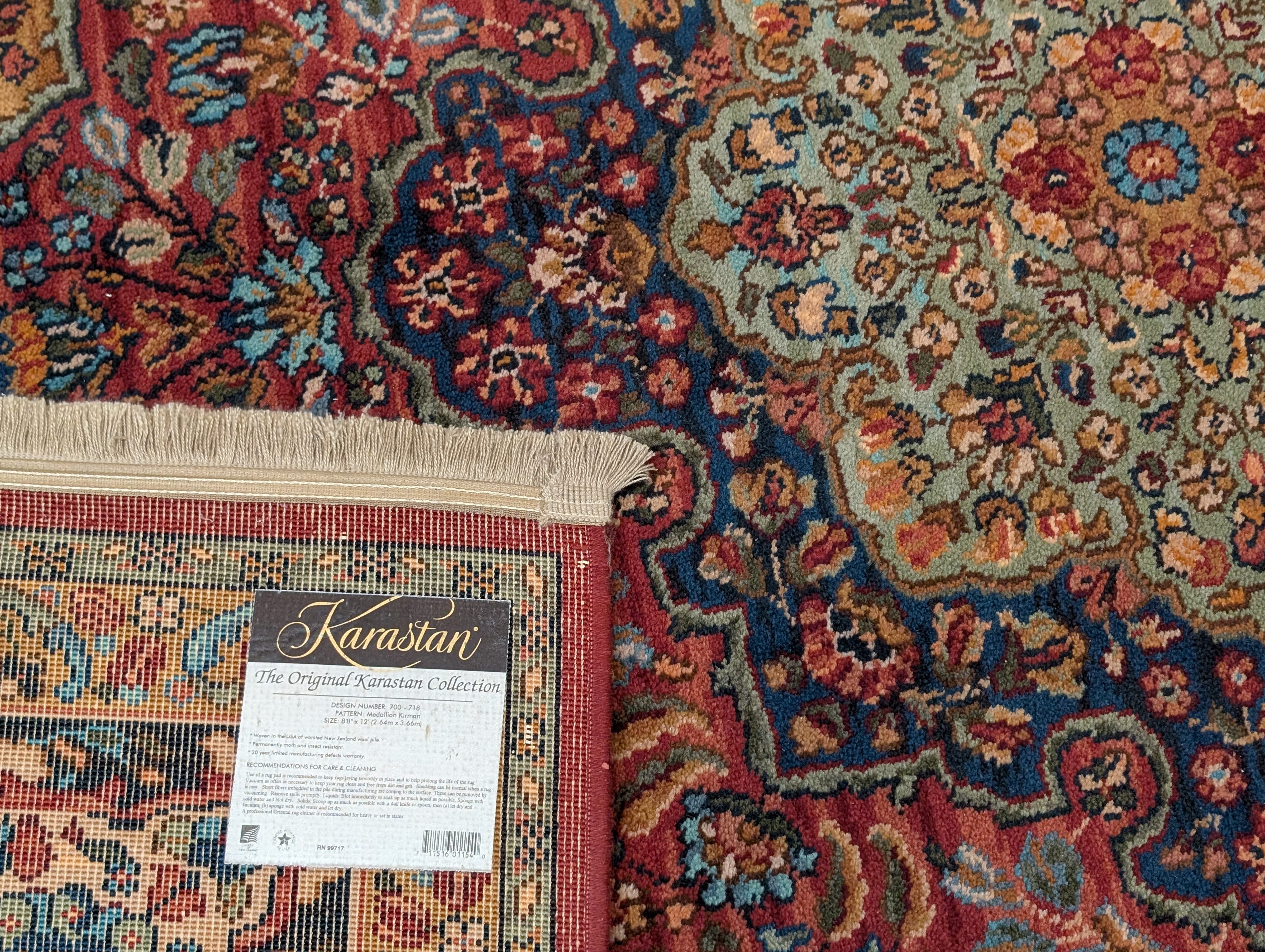 Karastan Rug 8.8 x 12 Medallion Kirman #700/718, Original 700 Series, Discontinued Vintage Wool Carpet - Jewel Rugs