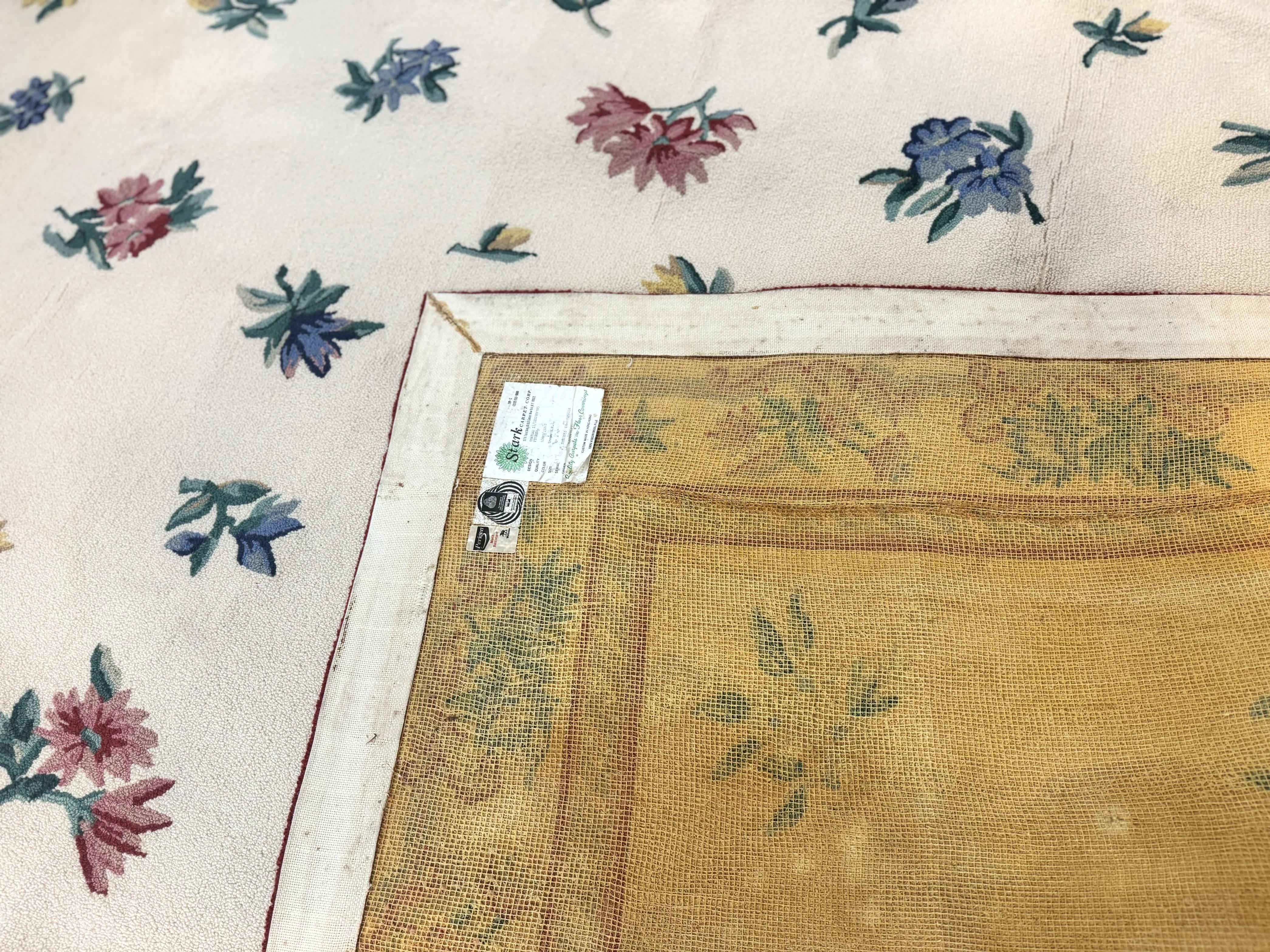 Stark Rug 10x14, Vintage Stark Carpet, Ivory, Floral, Wool, Large - Jewel Rugs