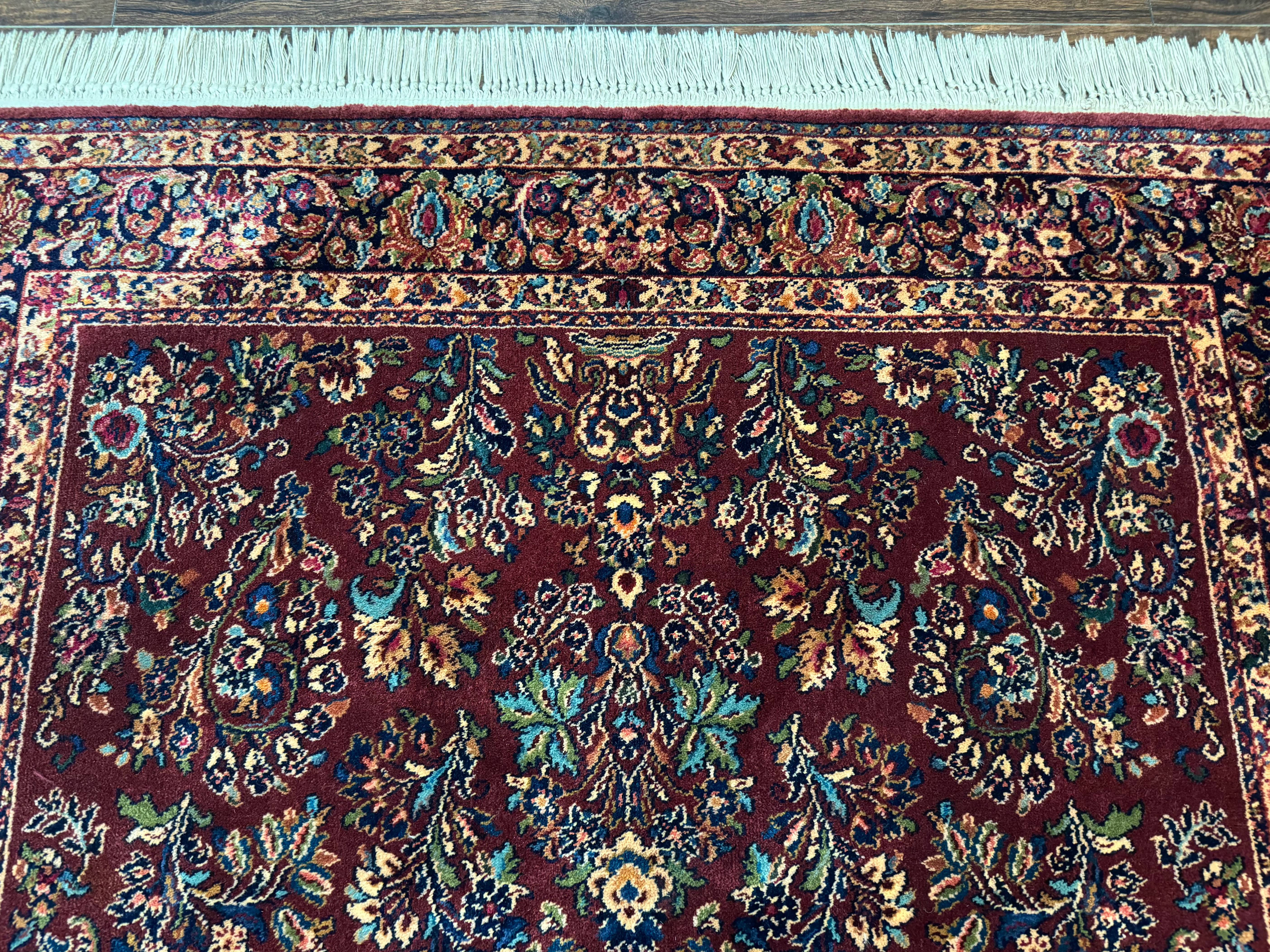 5.9 x 9 Karastan Rug Red Sarouk Rug #785, 100% Wile Pile Carpet, Original 700 Series, Vintage - Jewel Rugs