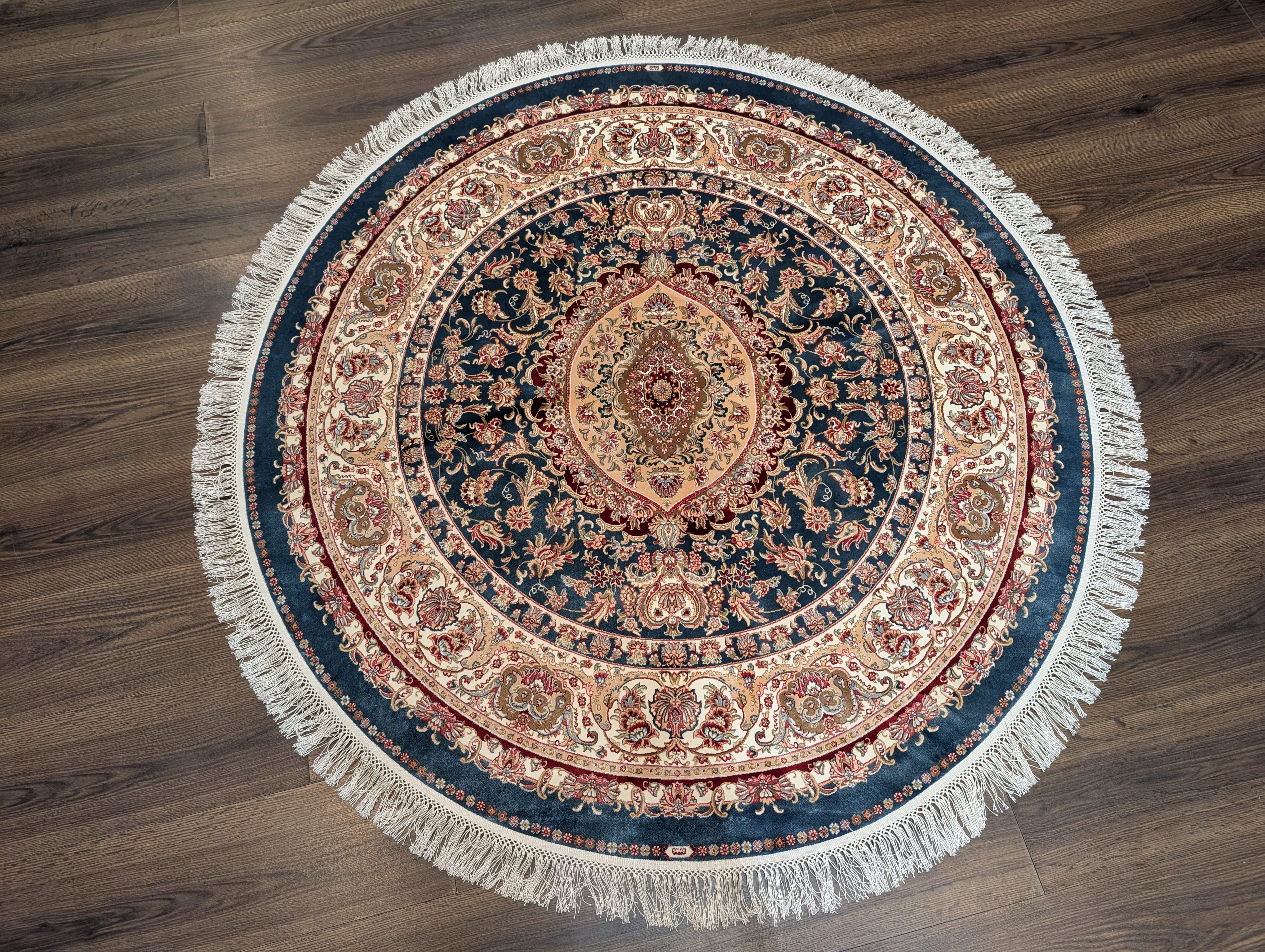 Round Silk Rug 5x5, Silk Oriental Carpet, New, Turkish Silk Rug, Bamboo Silk - Jewel Rugs
