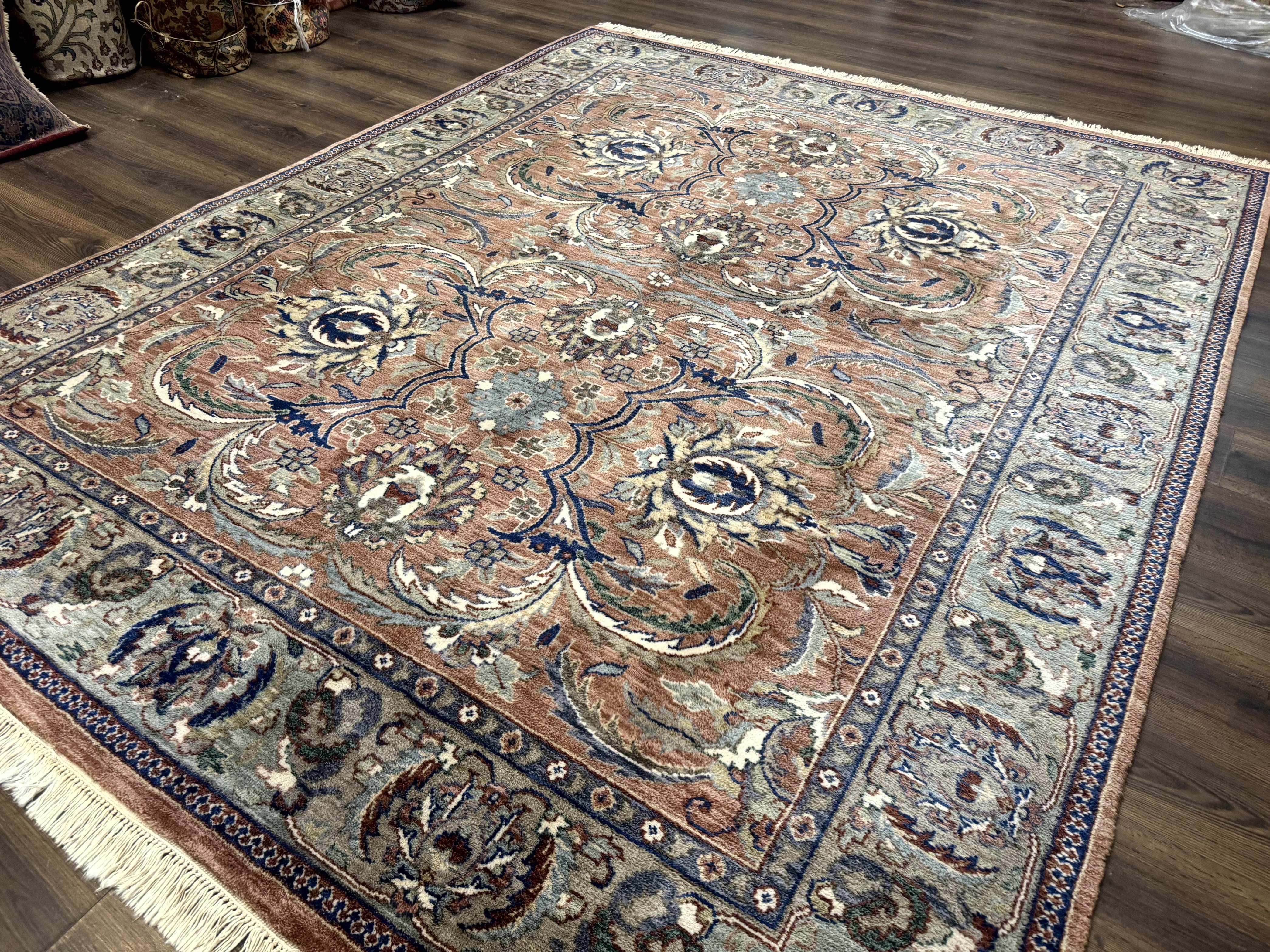 Indo Persian Mahal Rug 8x10, Traditional Wool Oriental Carpet, Pink - Jewel Rugs