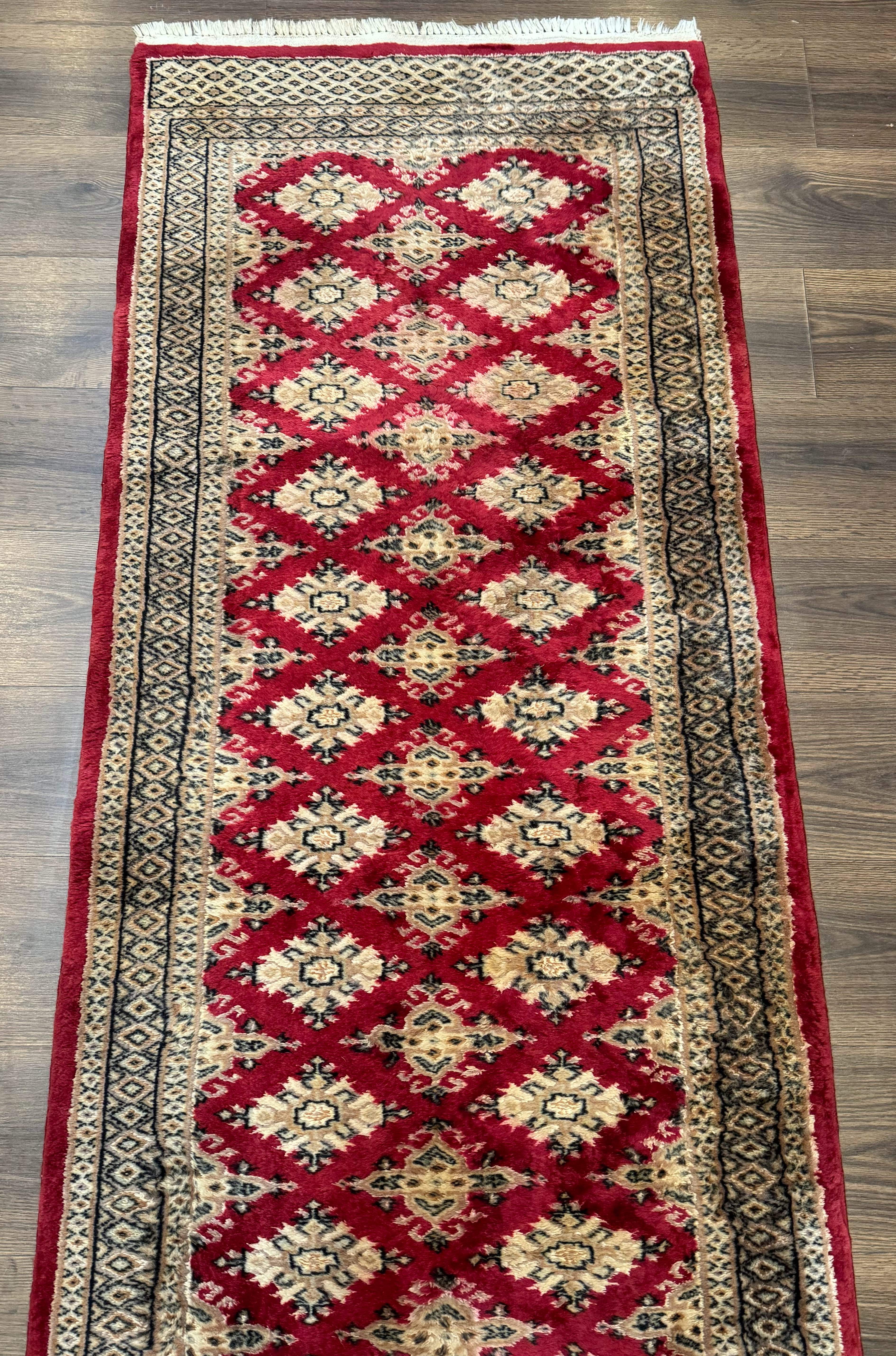 Pakistani Runner Rug 2.8 x 7.6, Red Turkoman Bokhara Runner - Jewel Rugs