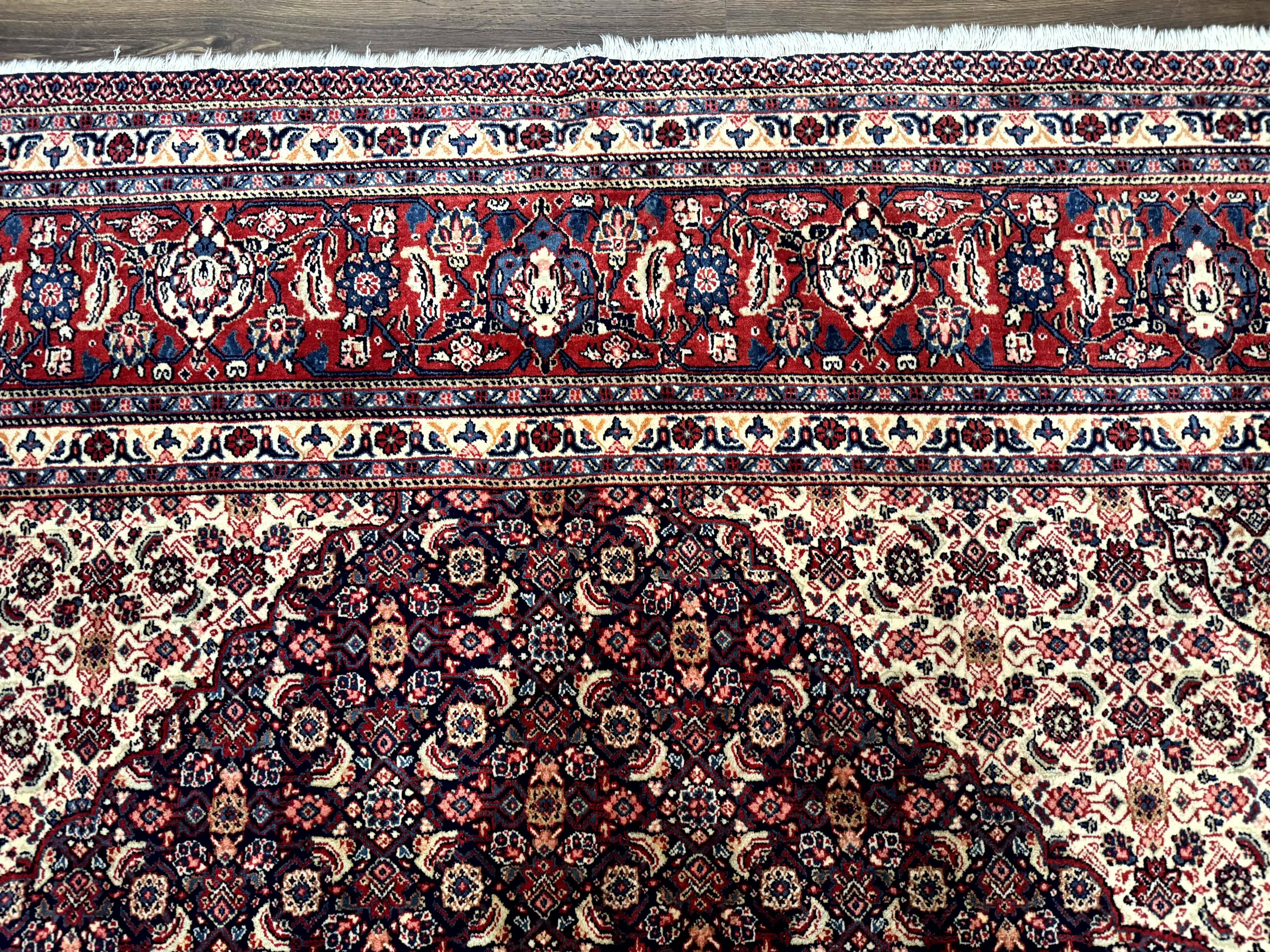 Persian Tabriz Rug 11x14 Navy Blue Herati Wool Carpet - Jewel Rugs