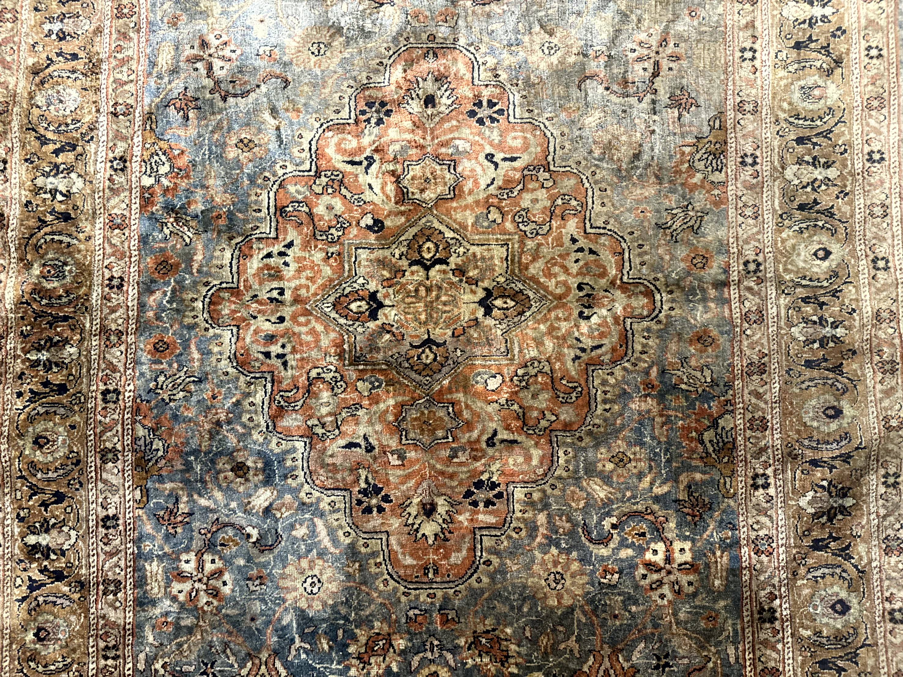 Silk Turkish Kayseri Rug 5x7, Light Blue - Jewel Rugs