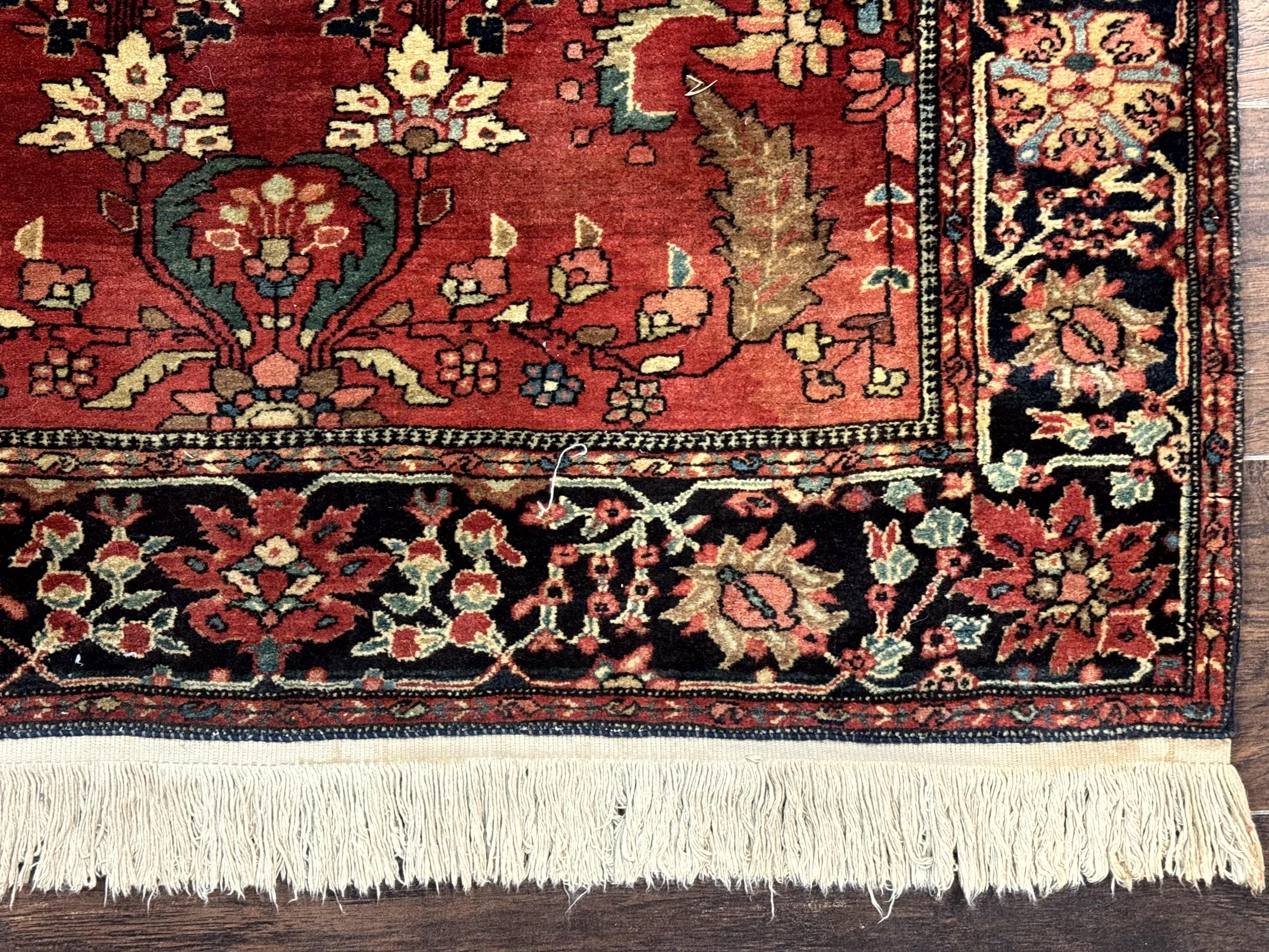 Antique Persian Farahan Sarouk Rug 3.6 x 5, Red, Floral, Traditional Rug, Fine 210 KPSI - Jewel Rugs