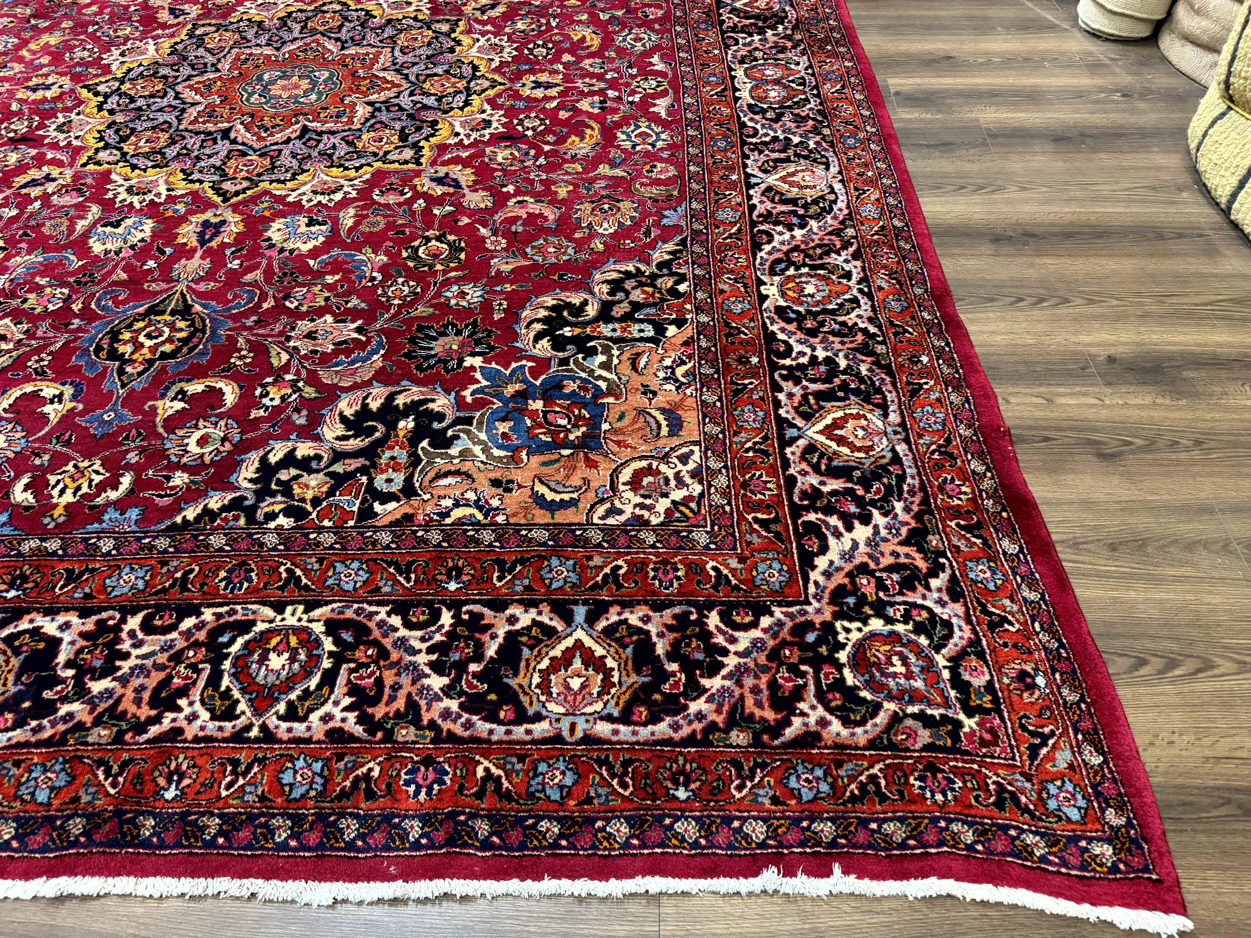 Red Persian Mashad Rug 10x13 - Floral Medallion Signed By Masterweaver - Jewel Rugs