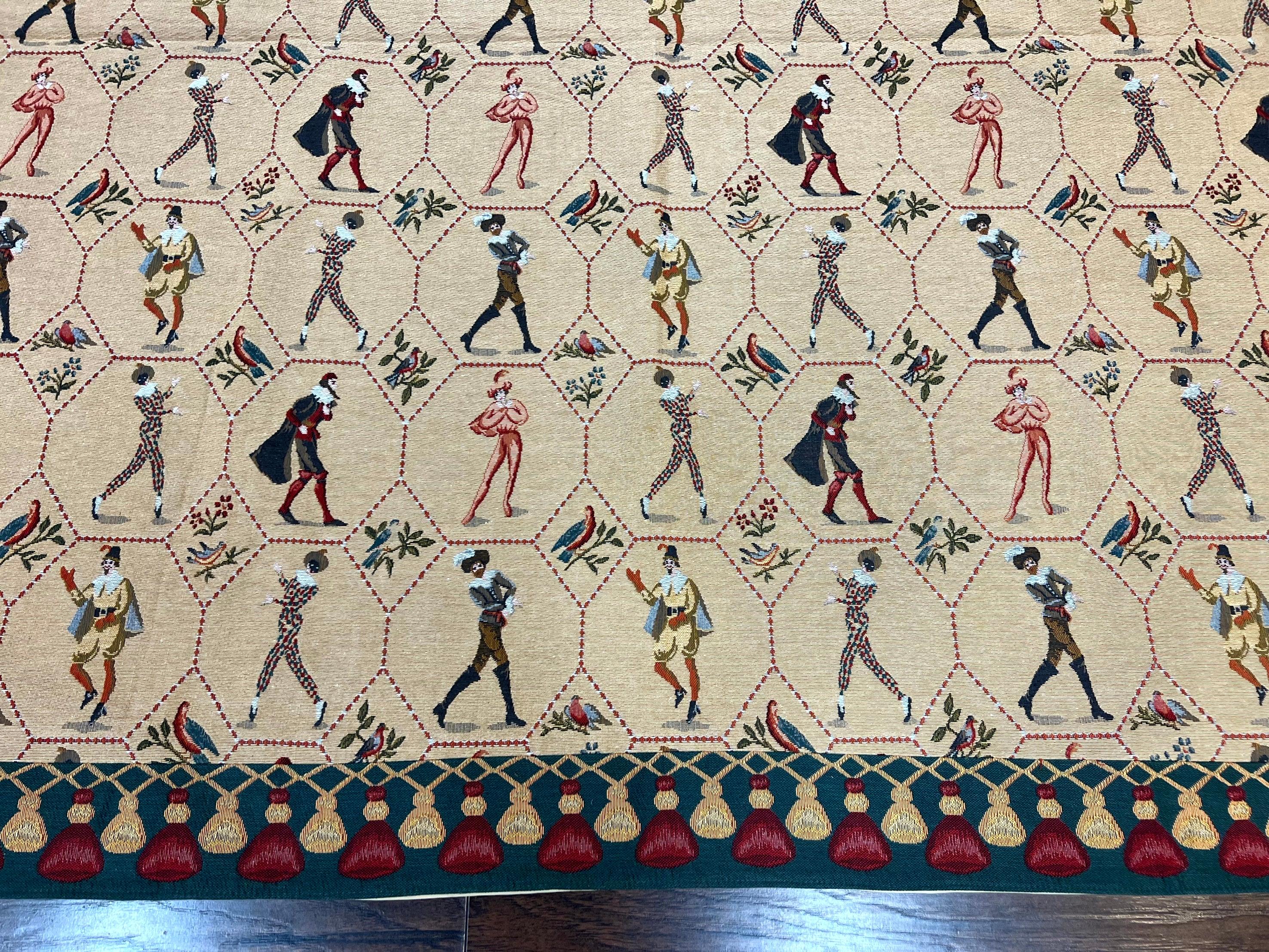 Square Tapestry 5x5, Wall Hanging, Human Pictorials, Court Jesters, Vintage - Jewel Rugs