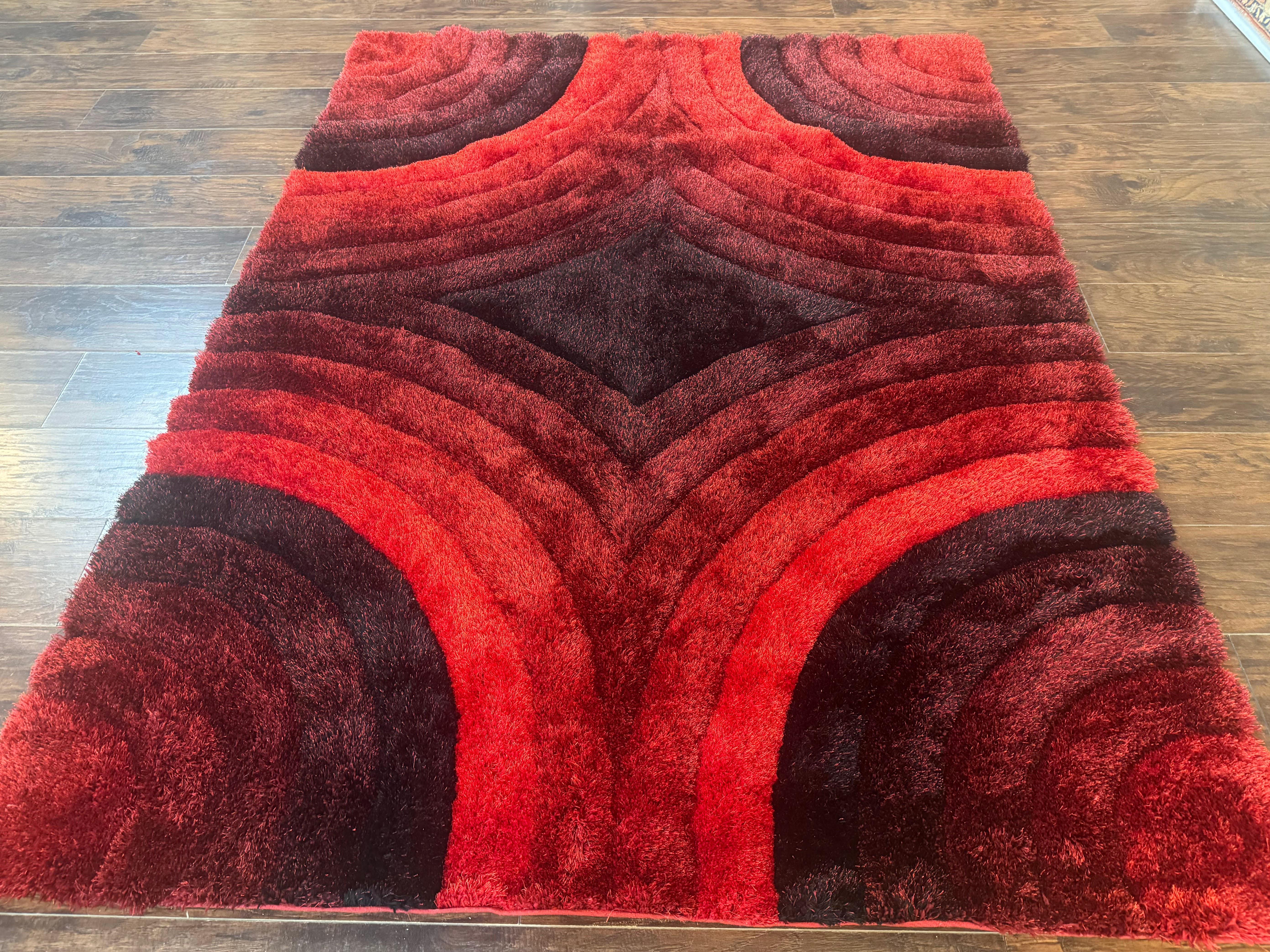 Red and Black Shag Rug 5x7, Pair B - Jewel Rugs