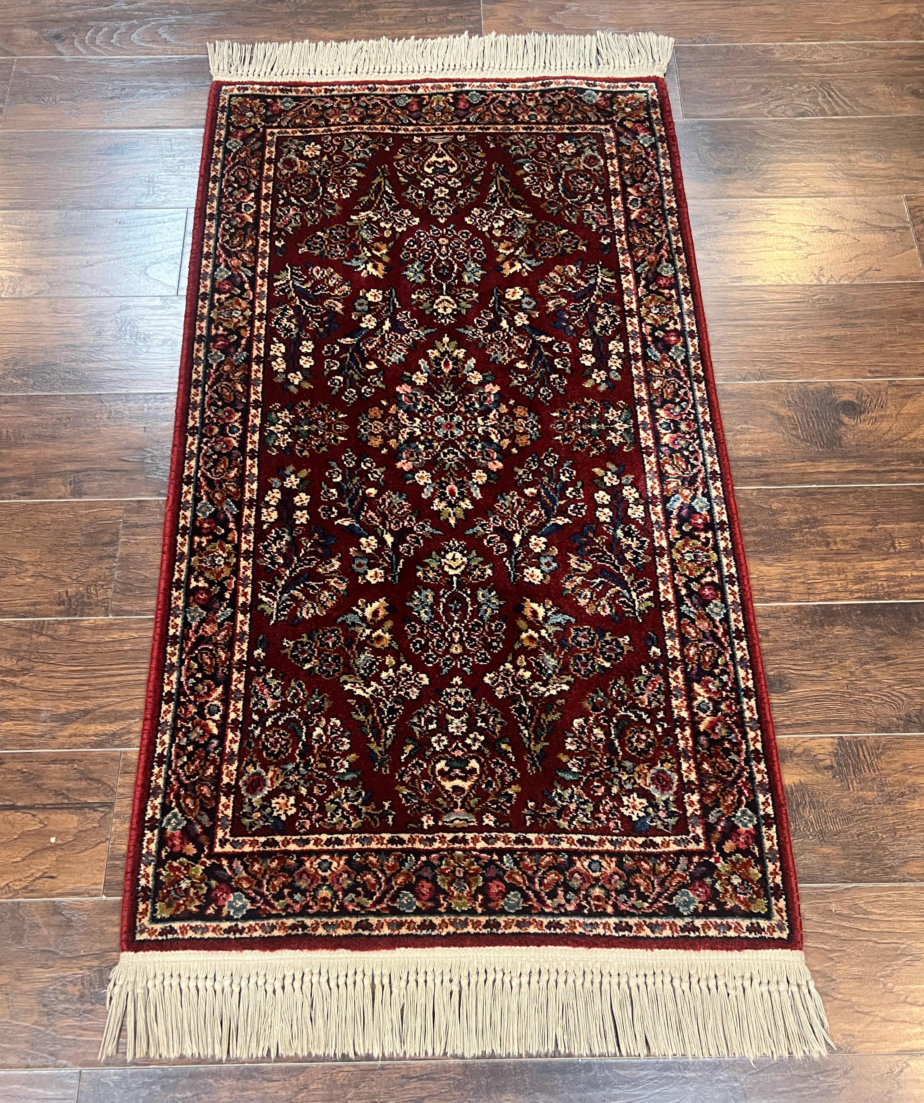 Karastan Rug 3x5 Red Sarouk #785, Small Karastan Wool Pile Rug, Original 700 Series, Discontinued Vintage Karastan Carpet - Jewel Rugs