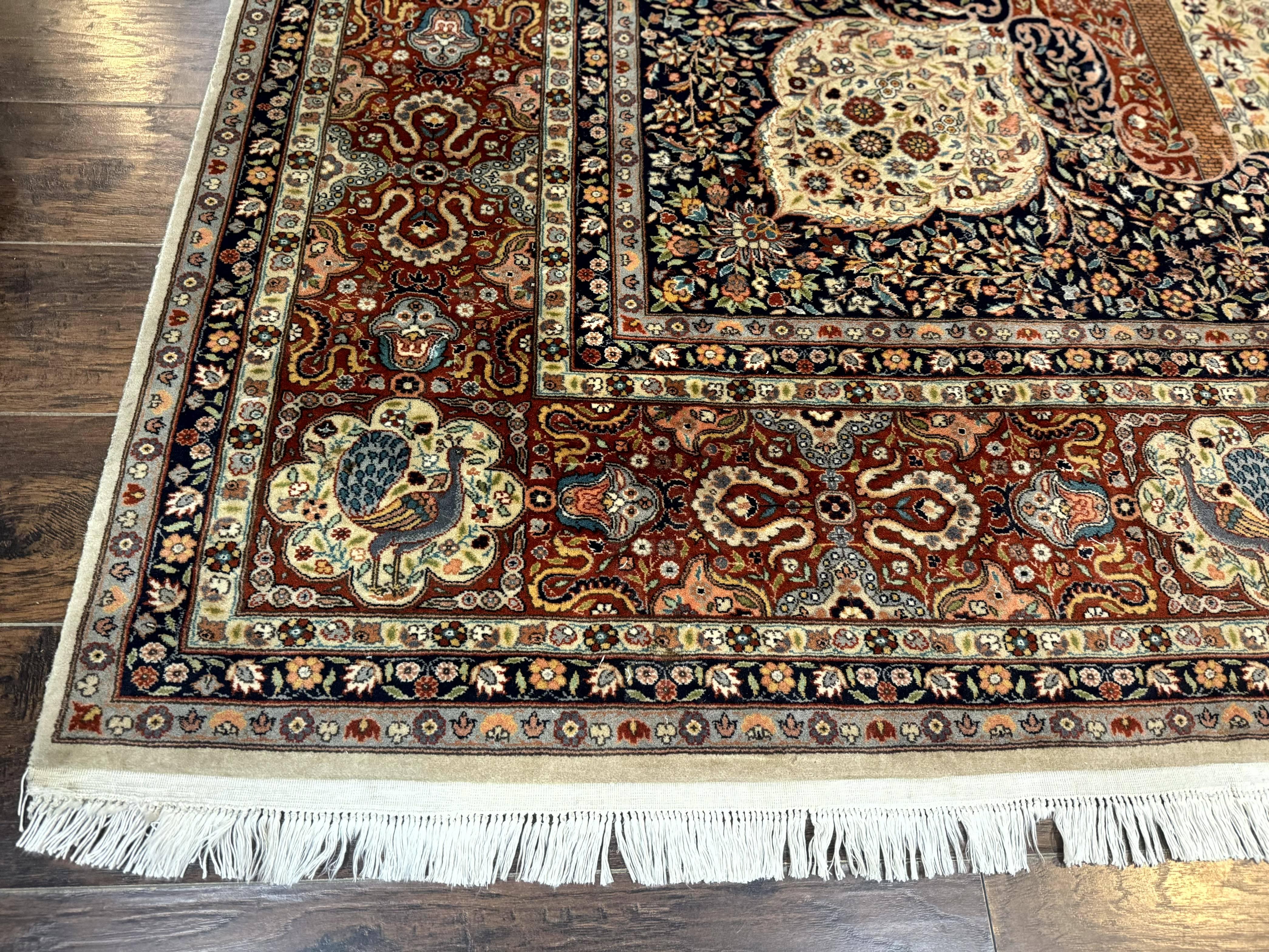 Wonderful Pak Persian Rug 9x12, Very Fine 260 KPSI, Floral Peacocks, Handmade Vintage Wool Rug - Jewel Rugs