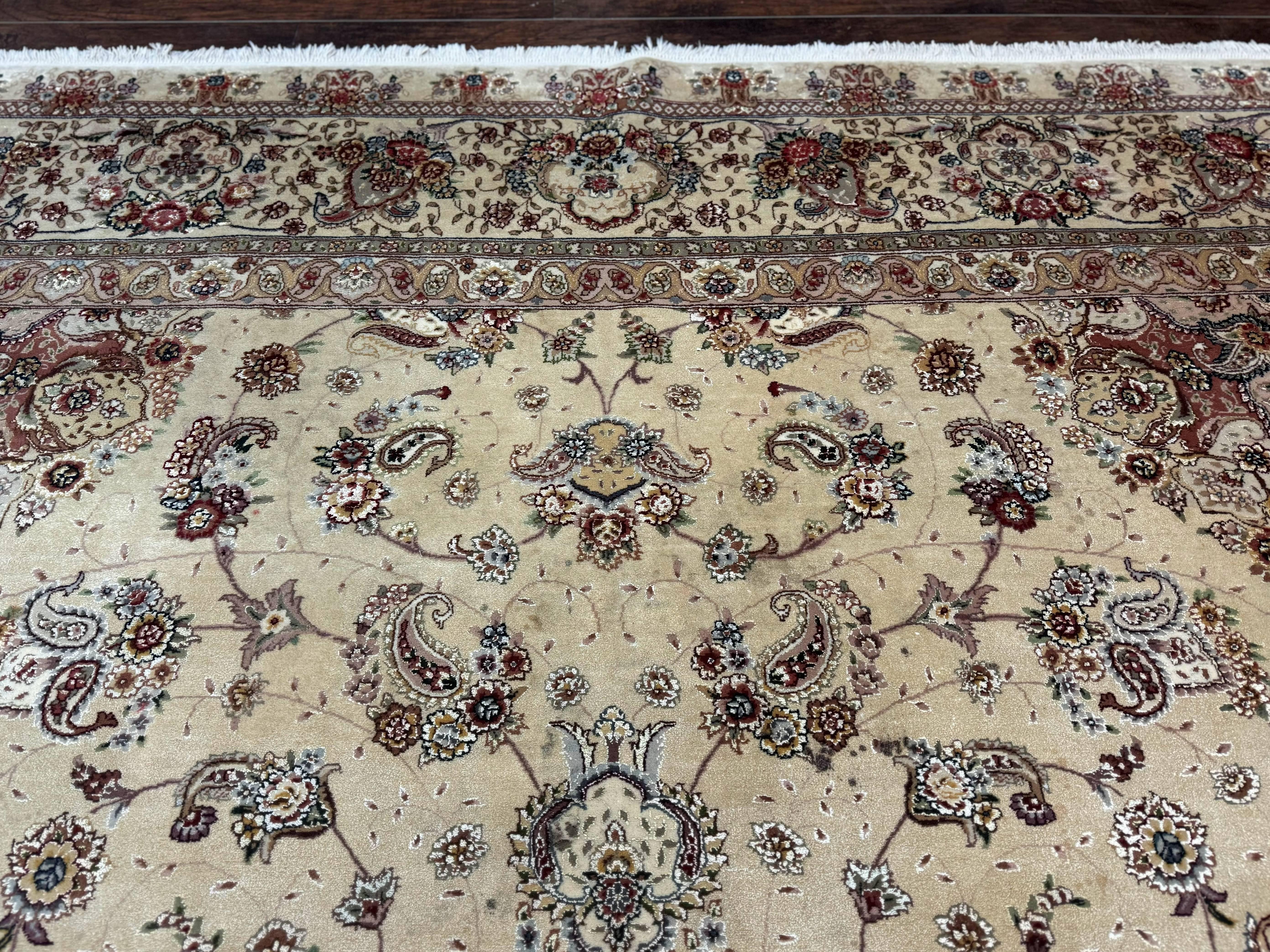 Sino Persian Rug 8x10, Wool and Silk Highlights, 290 KPSI, Floral Medallion - Jewel Rugs