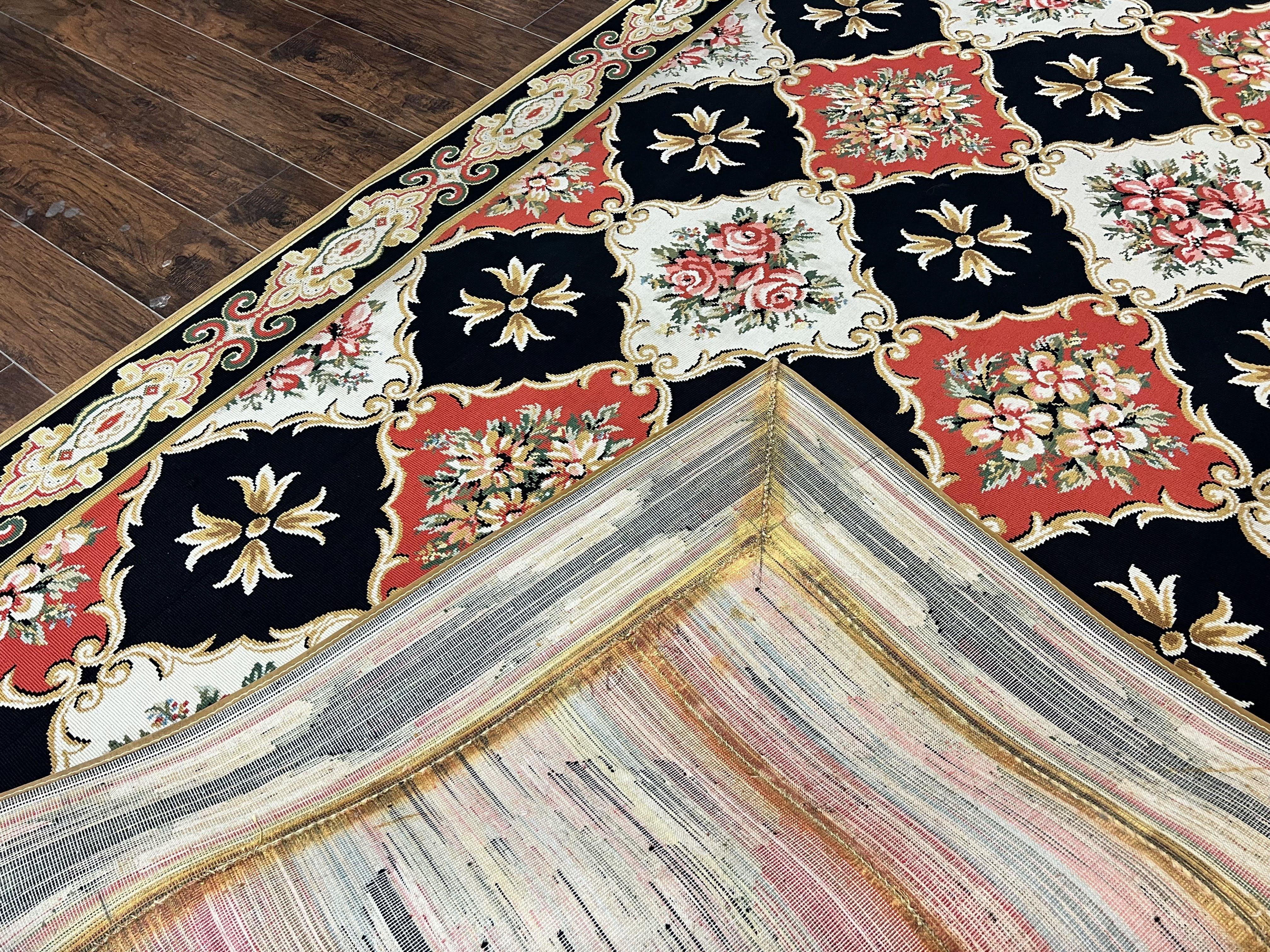 Wide Runner Rug 6x17 ft, Custom Made Vintage Stark Carpet 6 x 17 ft, Red Black Ivory, Corridor Hallway Rug, European Panel Design, Floral - Jewel Rugs