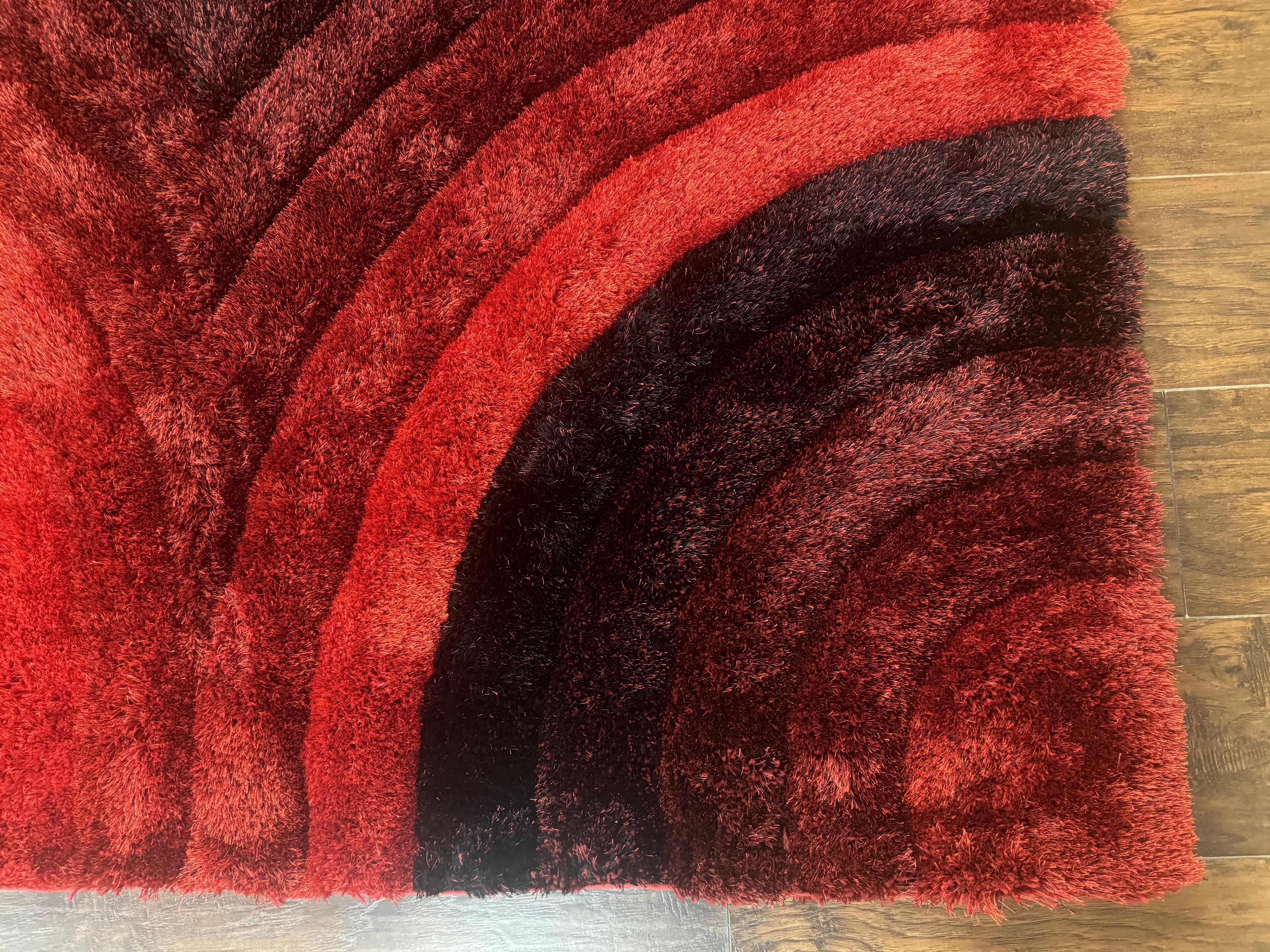 Red and Black Shag Rug 5x7, Pair B - Jewel Rugs