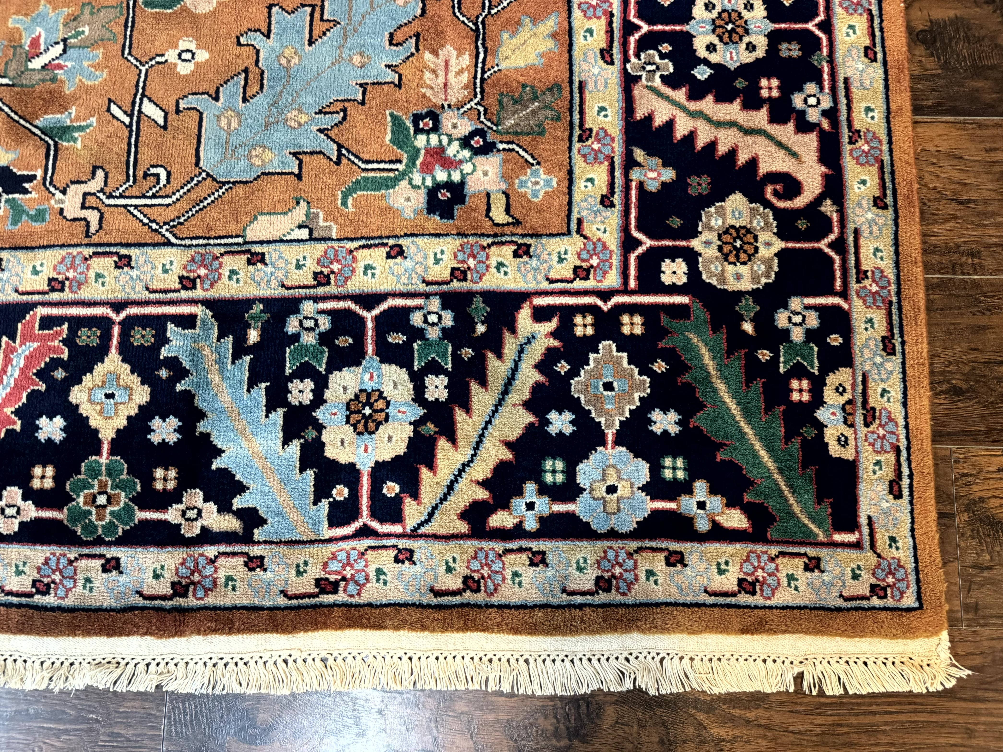 Indo Persian Heriz Rug 8x11, Allover Pattern, Geometric Design Rug, Serapi Rug, Vintage - Jewel Rugs