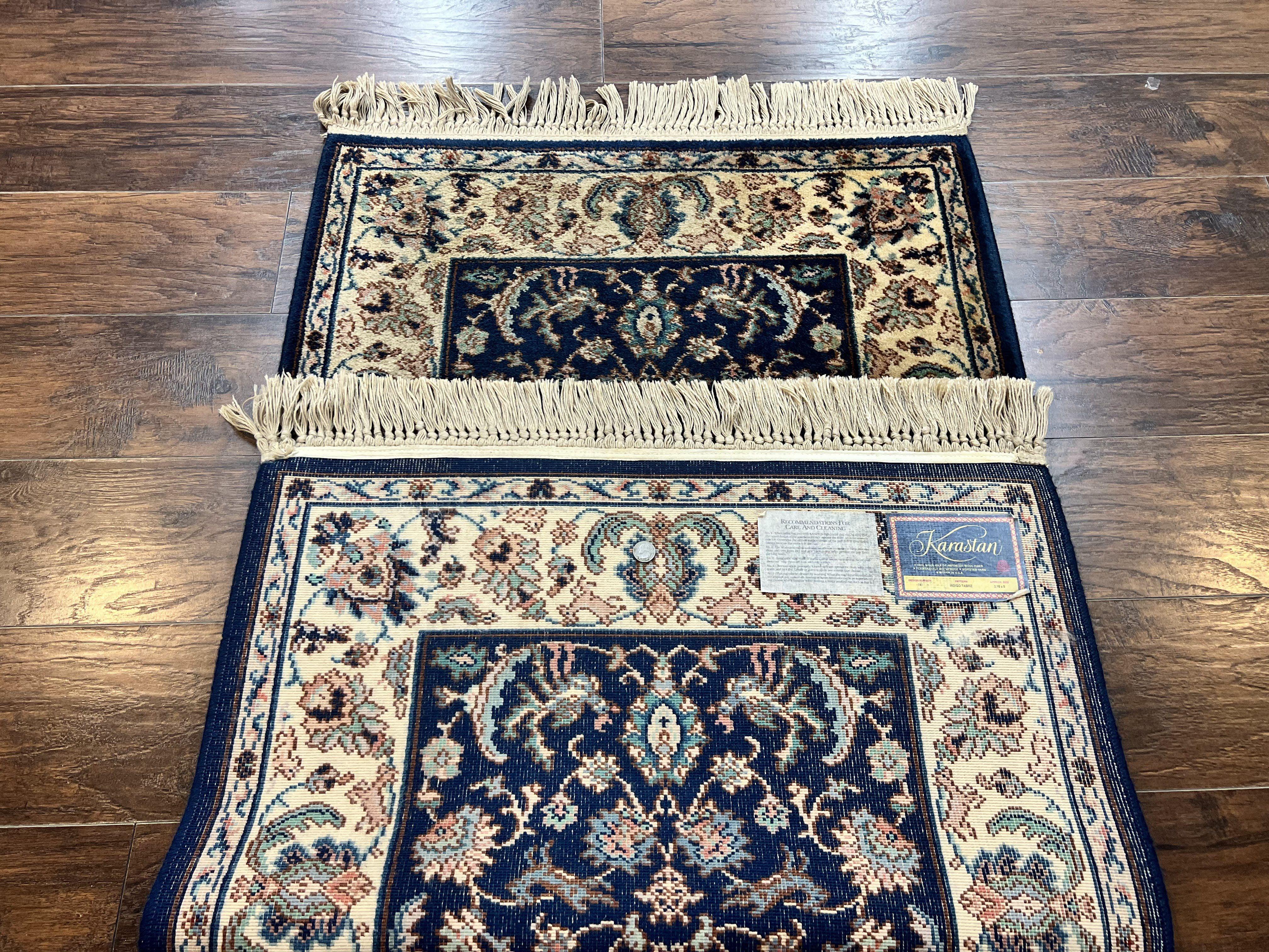 Karastan Rug #747, Indigo Tabrizz 5.9 x 9, Wool Karastan Carpet, Vintage Discontinued Original 700 Series Karastan Area Rug - Jewel Rugs