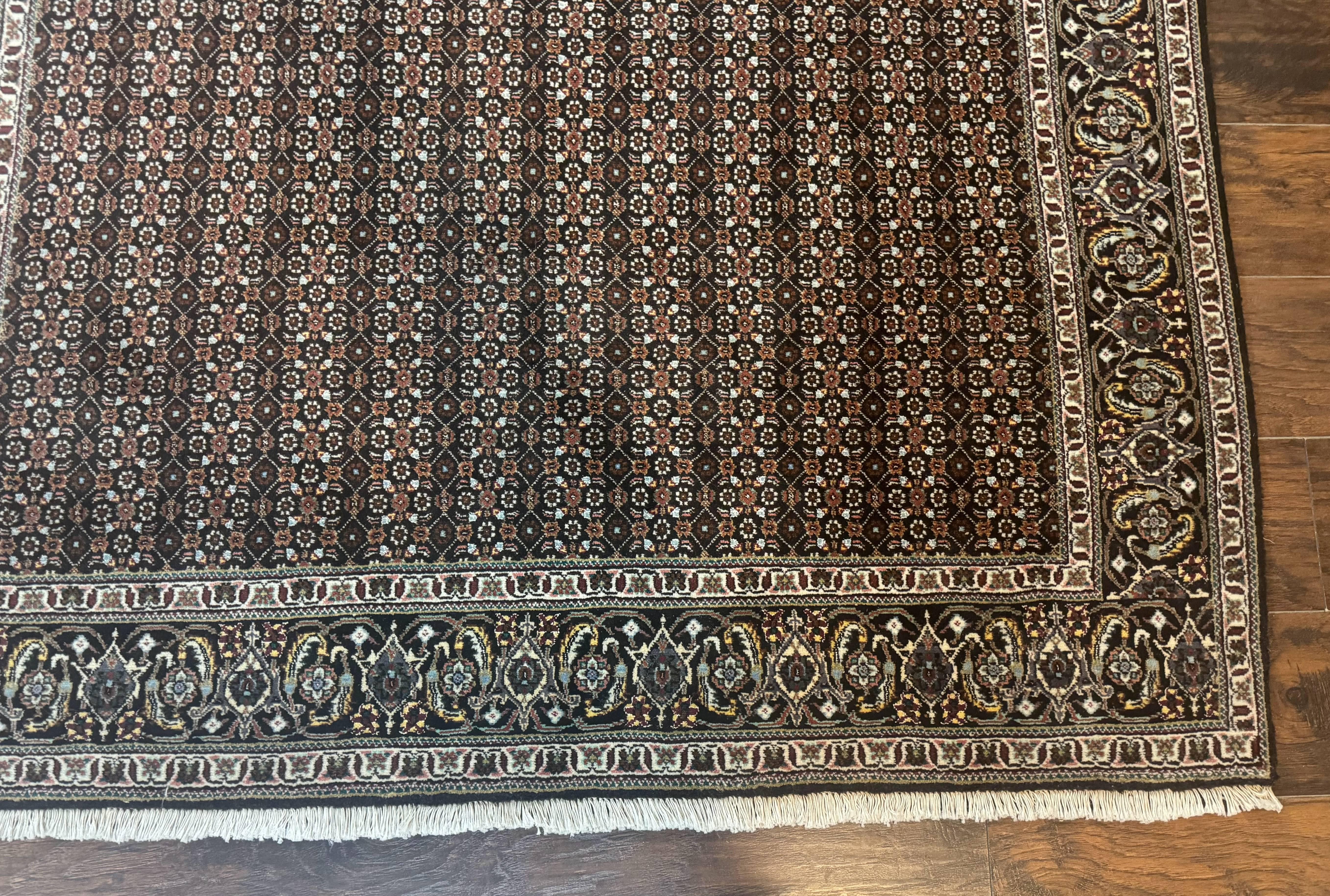 Persian Tabriz Rug 5x7, Black, Allover Pattern - Jewel Rugs