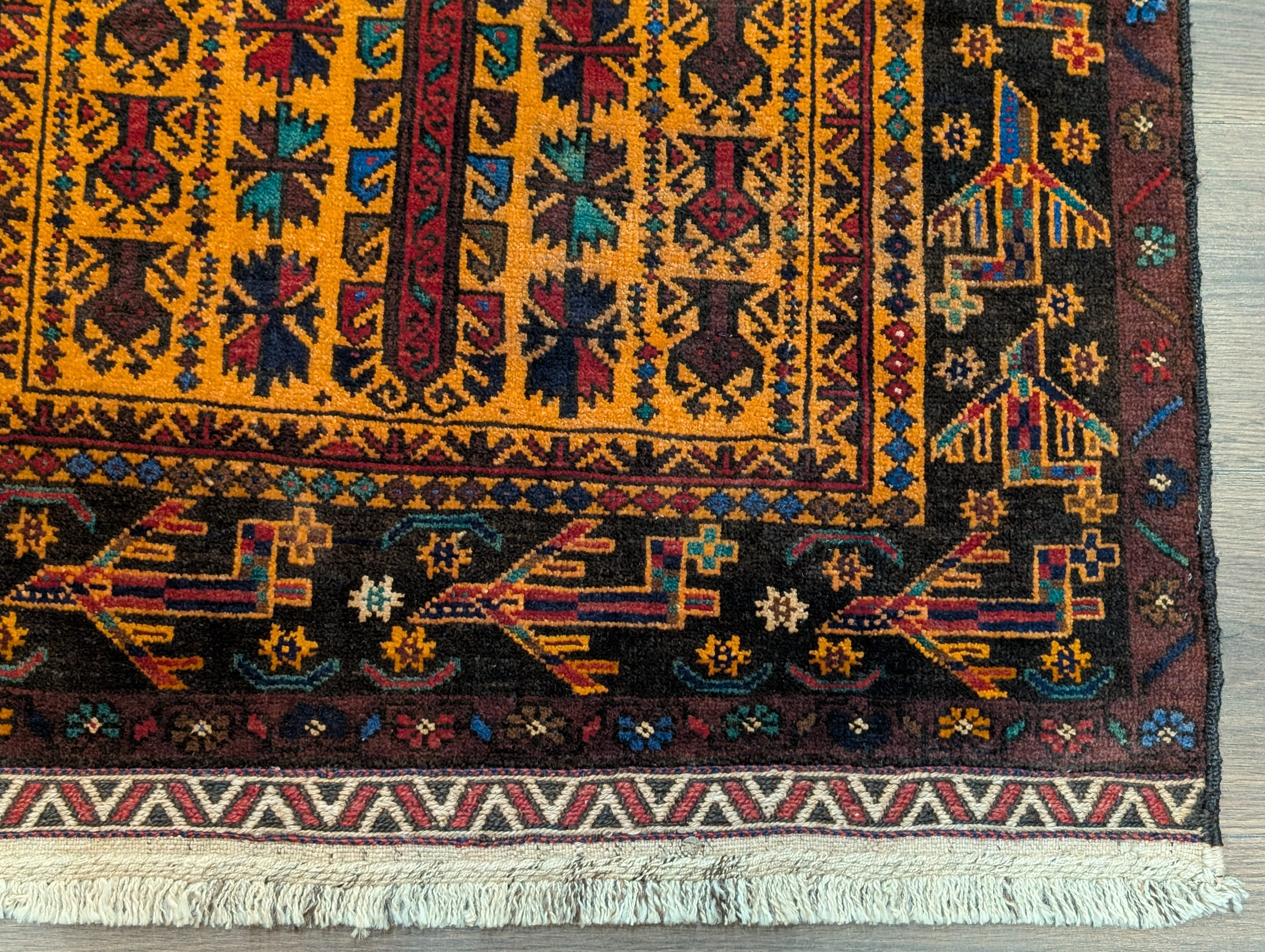 Afghan Baluch Rug 3x5, Tribal Carpet, Orange, Unique - Jewel Rugs