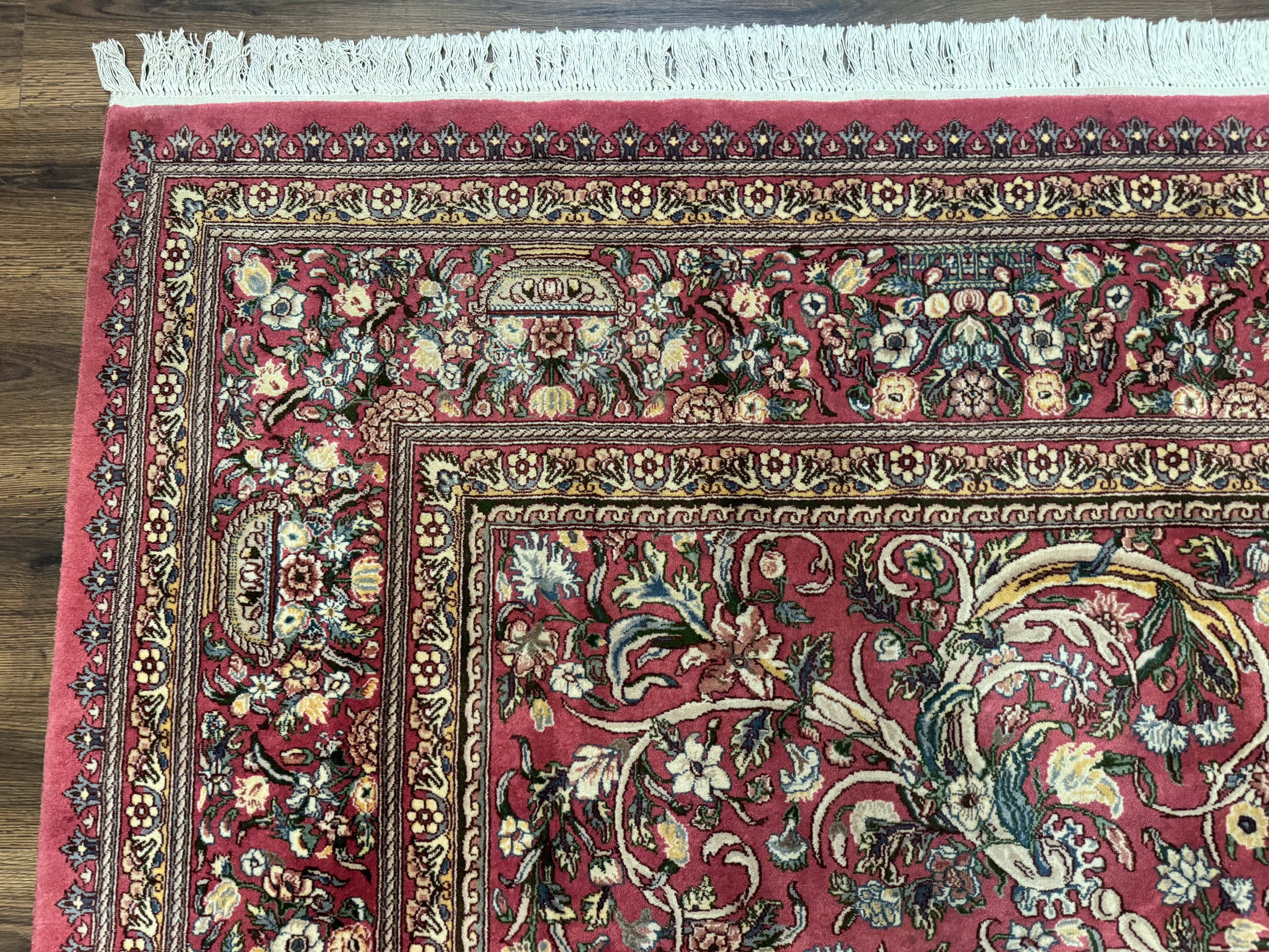 Sino Persian Rug 9x12, Fine 290 KPSI, Rose-Red, Floral Allover - Jewel Rugs