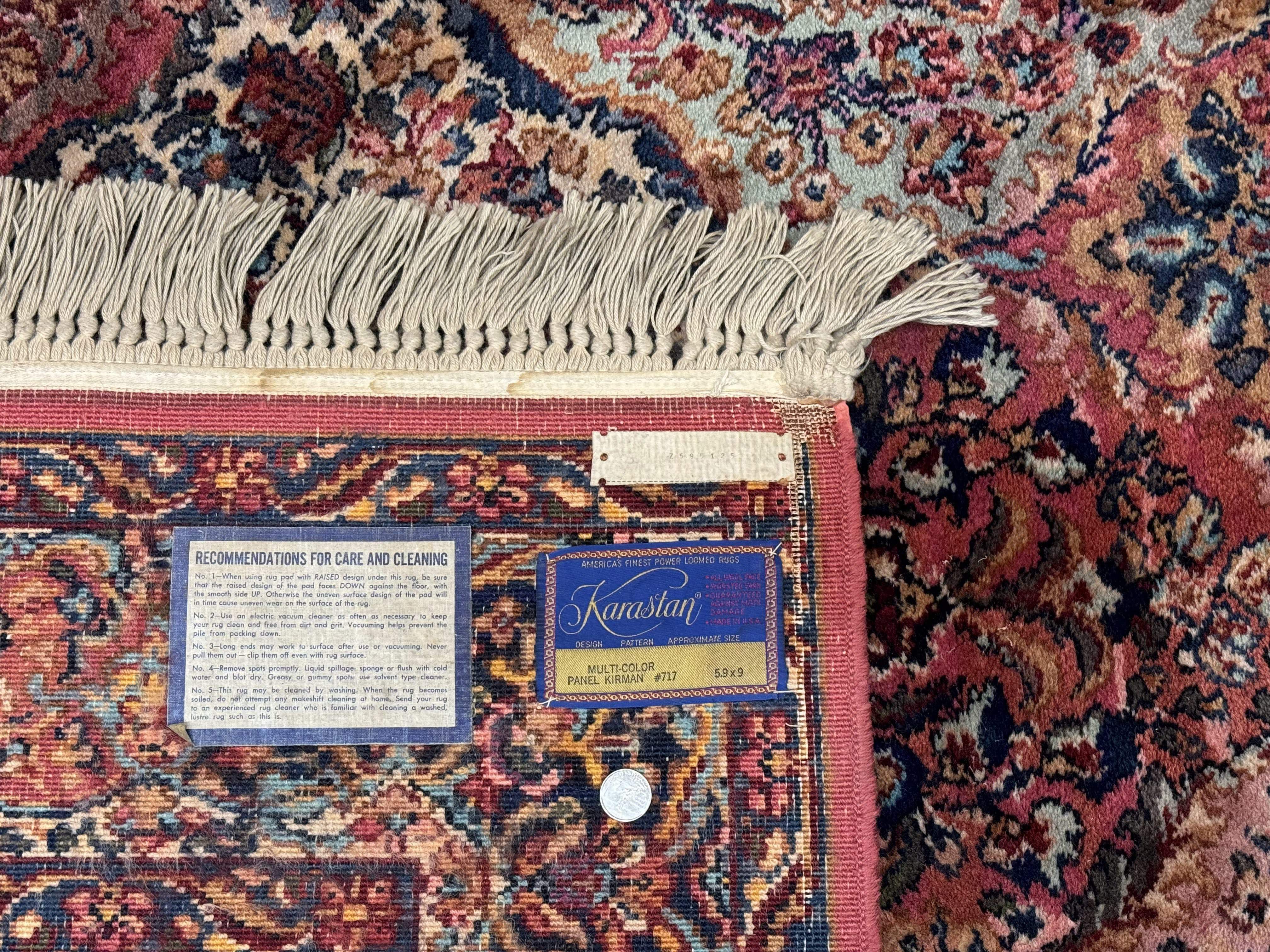 5.9 x 9 Karastan Rug Multicolor Panel Kirman #717, Original 700 Series, Wool - Jewel Rugs