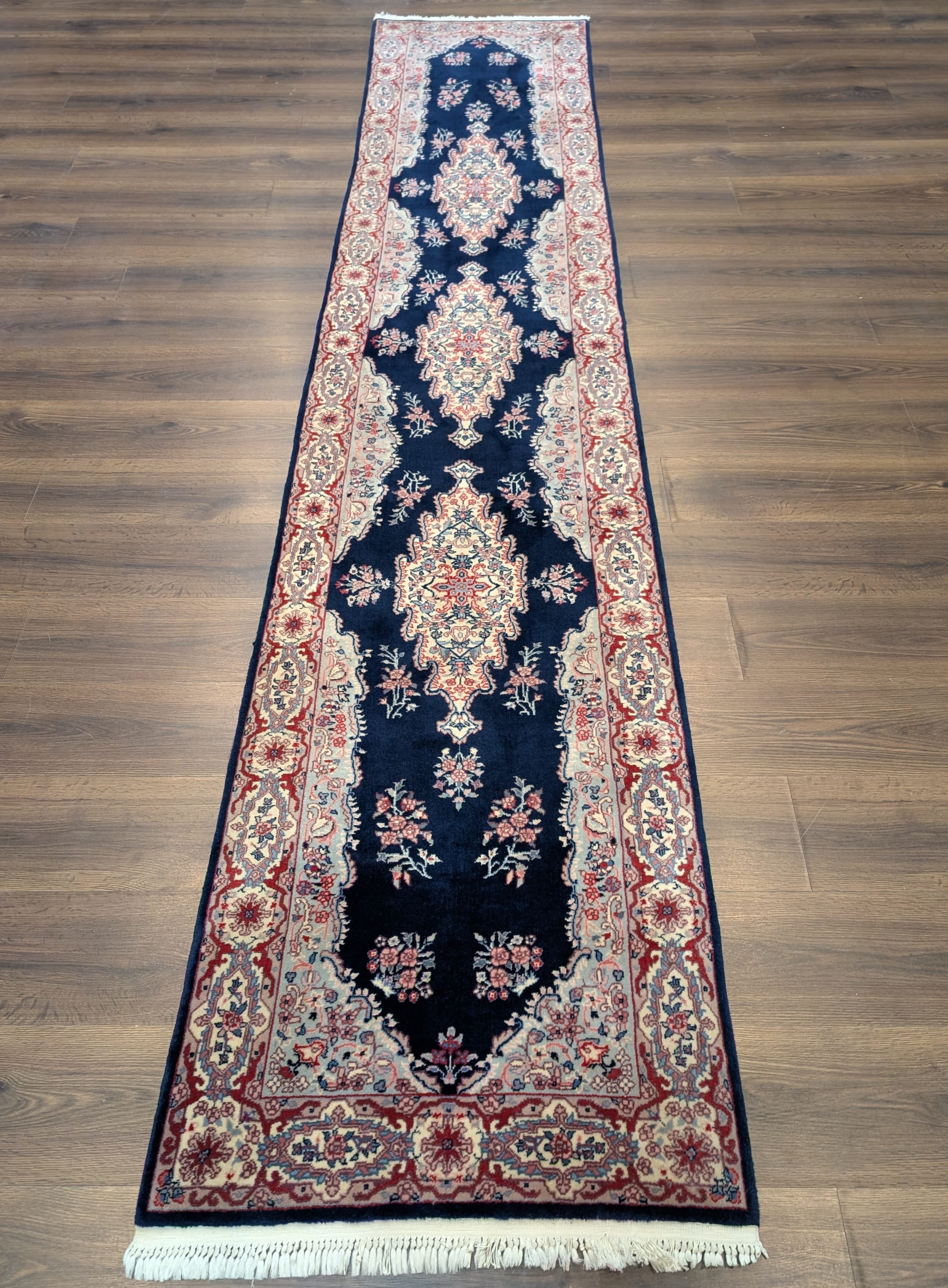 Persian Kerman Runner Rug 2.6 x 12, Navy Blue - Jewel Rugs