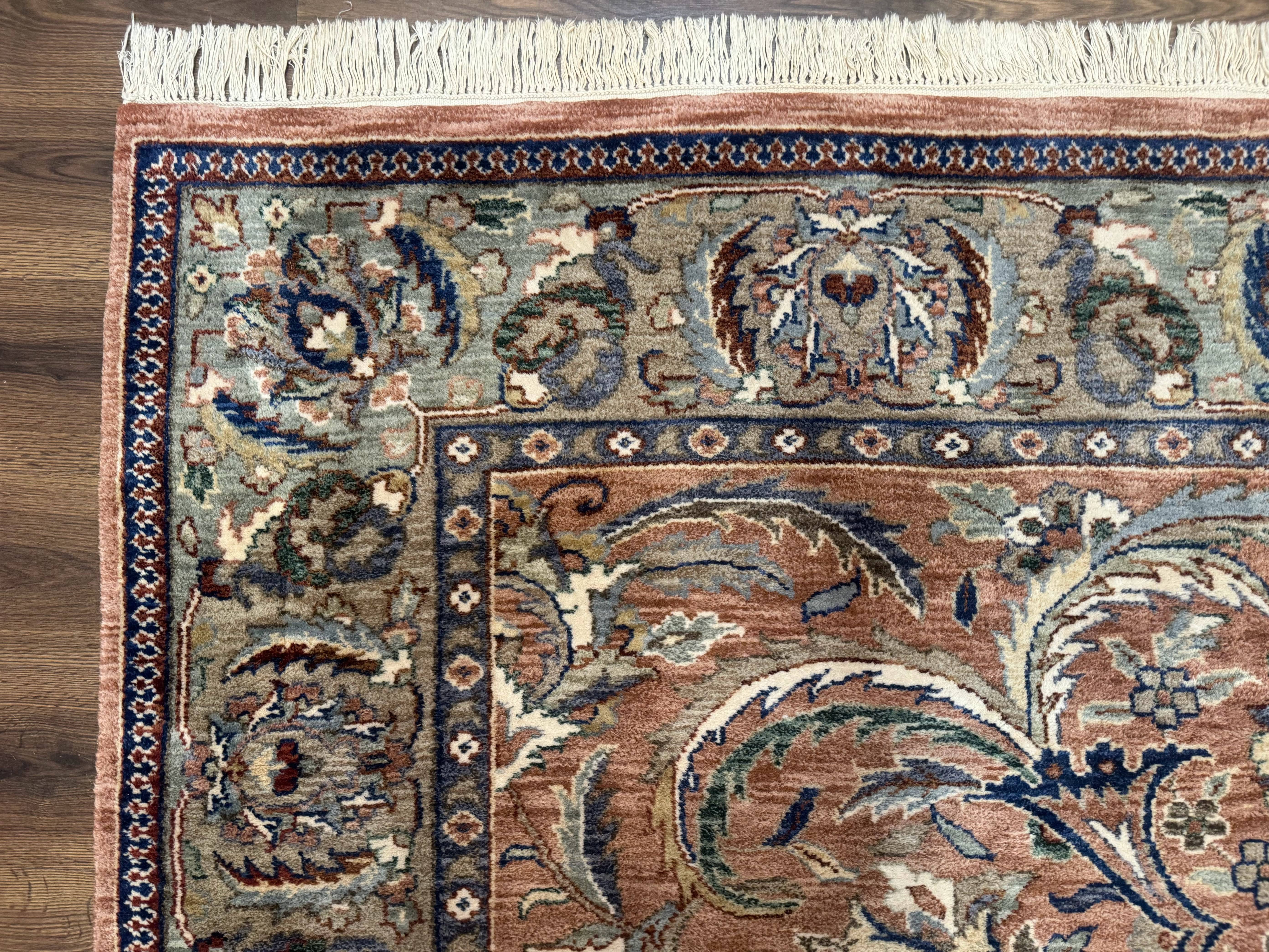 Indo Persian Mahal Rug 8x10, Traditional Wool Oriental Carpet, Pink - Jewel Rugs