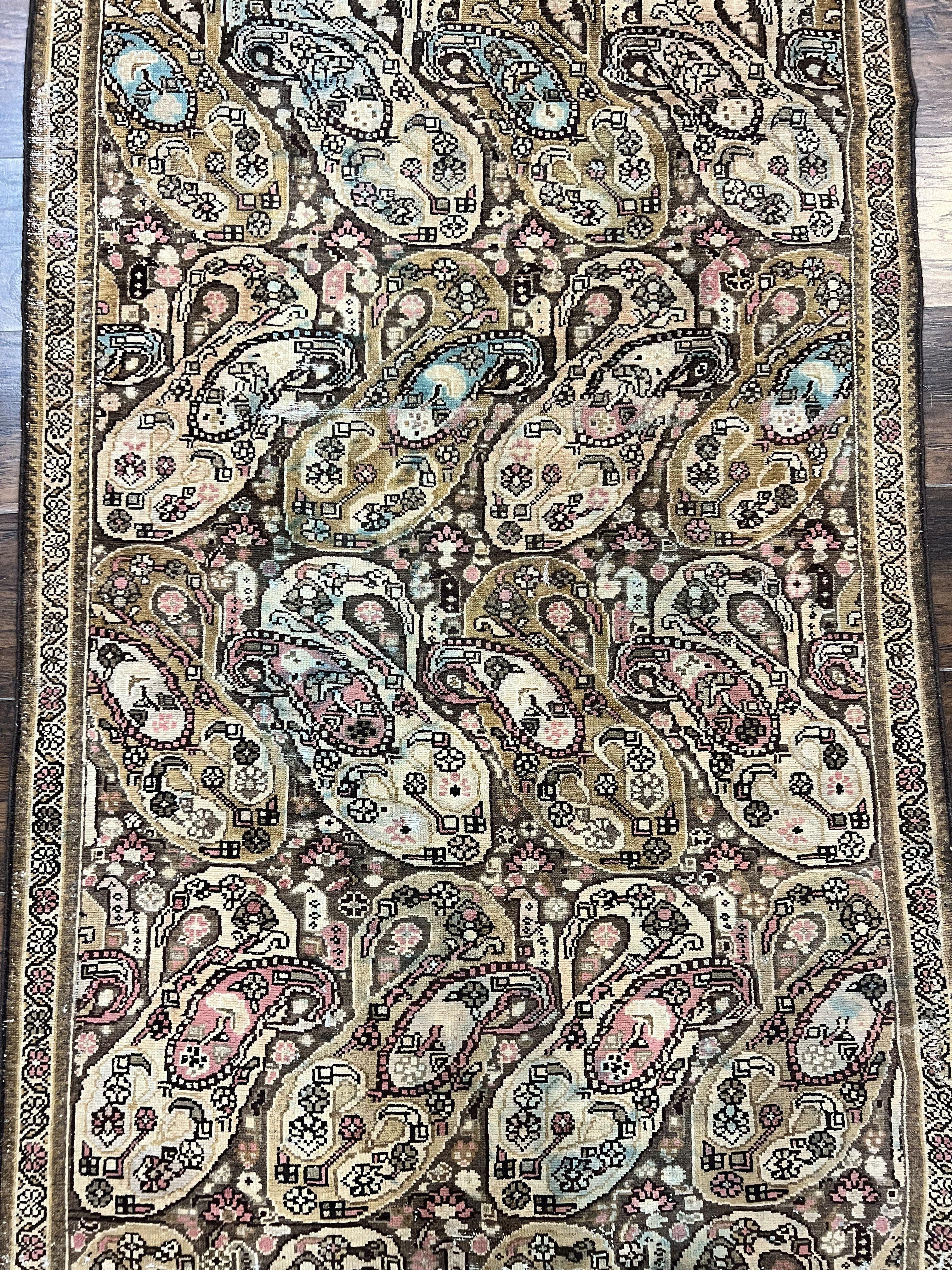 Antique Persian Malayer Runner Rug 3x16, Repeated Boteh Paisley Design, Rare Rug, 1920s Antique Oriental Carpet, Wool Handmade Hand Knotted 3 x 16 ft Rug - Jewel Rugs