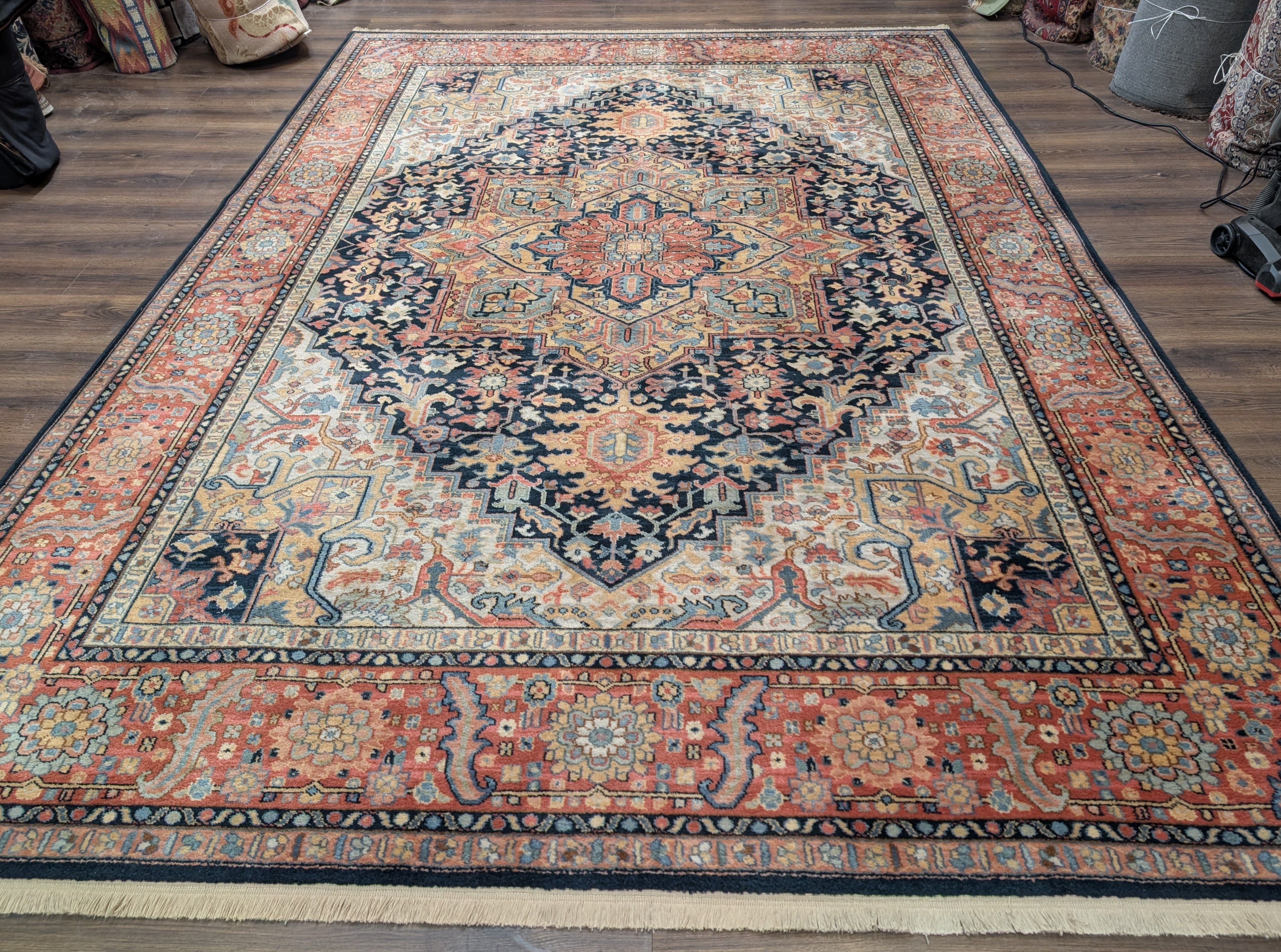 Karastan Rug 8.8 x 12 Navy Heriz #701, Vintage Wool Karastan Carpet - Jewel Rugs