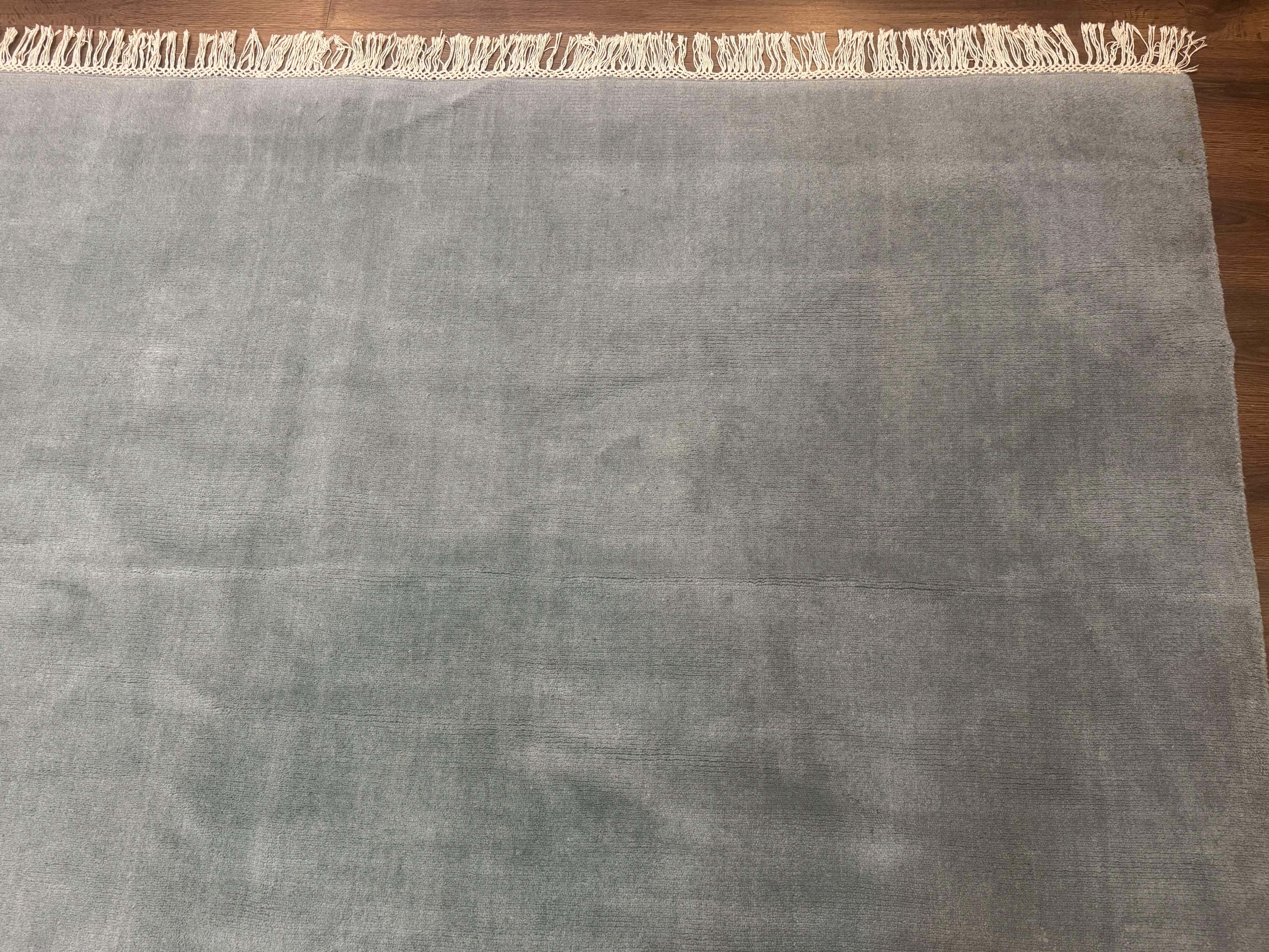 Modern Indian Rug 8x10, Wool, Smoke Blue, Pottery Barn - Jewel Rugs