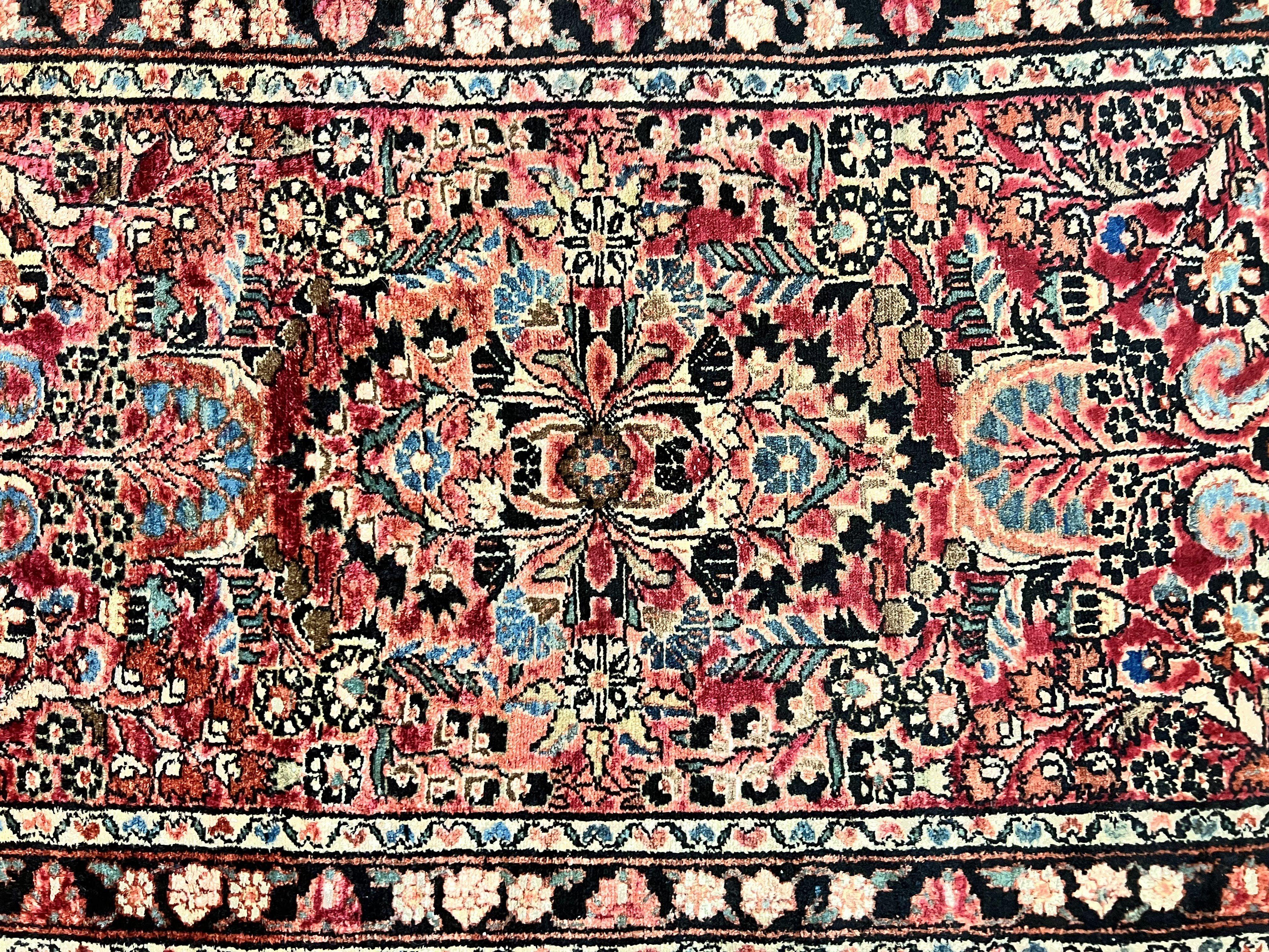 Small Antique Persian Rug 2.6 x 4, Red Floral Handmade 1920s Wool Rug, Persian Hamadan Lilian Rug - Jewel Rugs