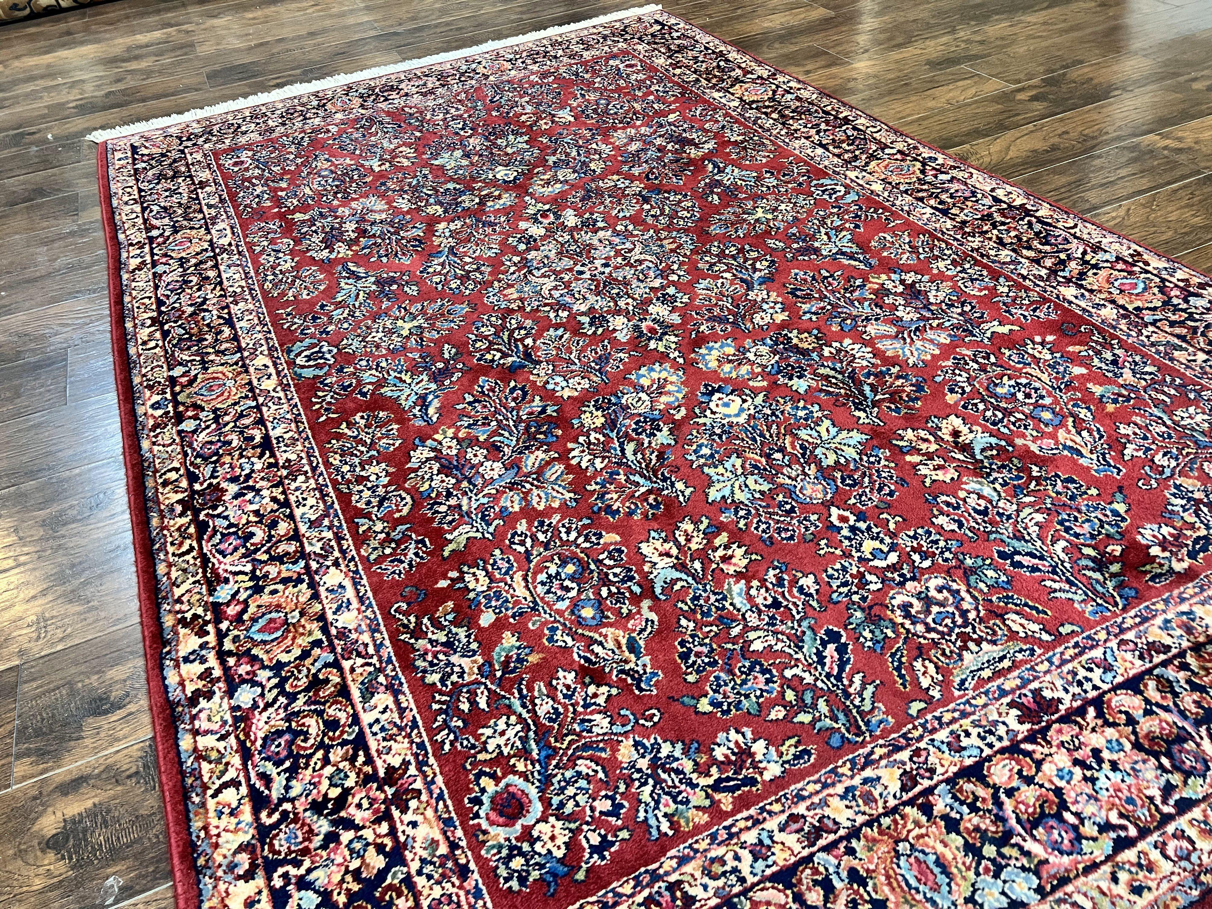 Karastan Rug 5.9 x 9 Red Sarouk #785, Wool Karastan Carpet, Original 700 Series, Vintage Karastan Oriental Rug Discontinued - Jewel Rugs