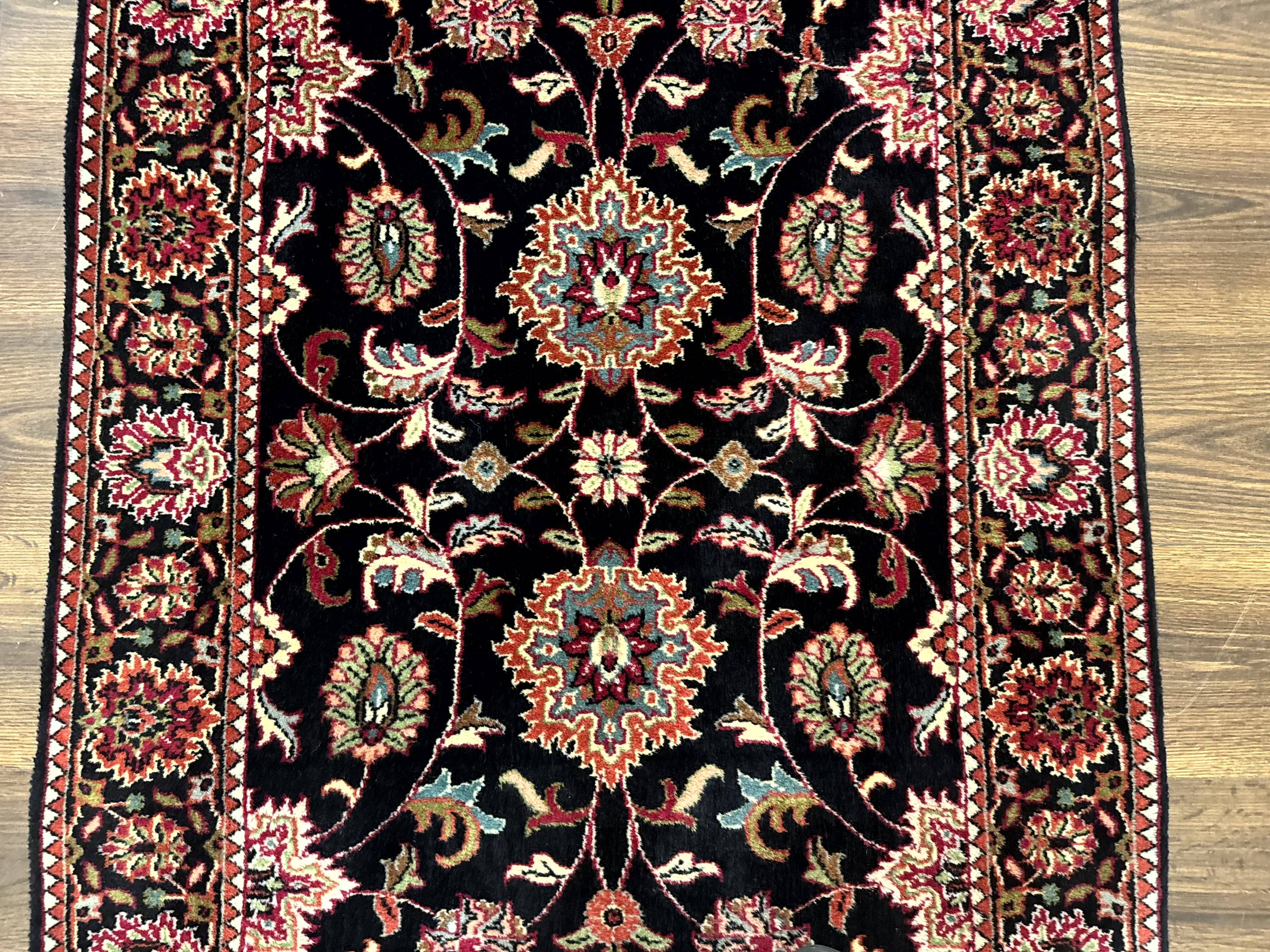 Indo Persian Sarouk Rug 3x5, Black Traditional Oriental Carpet - Jewel Rugs