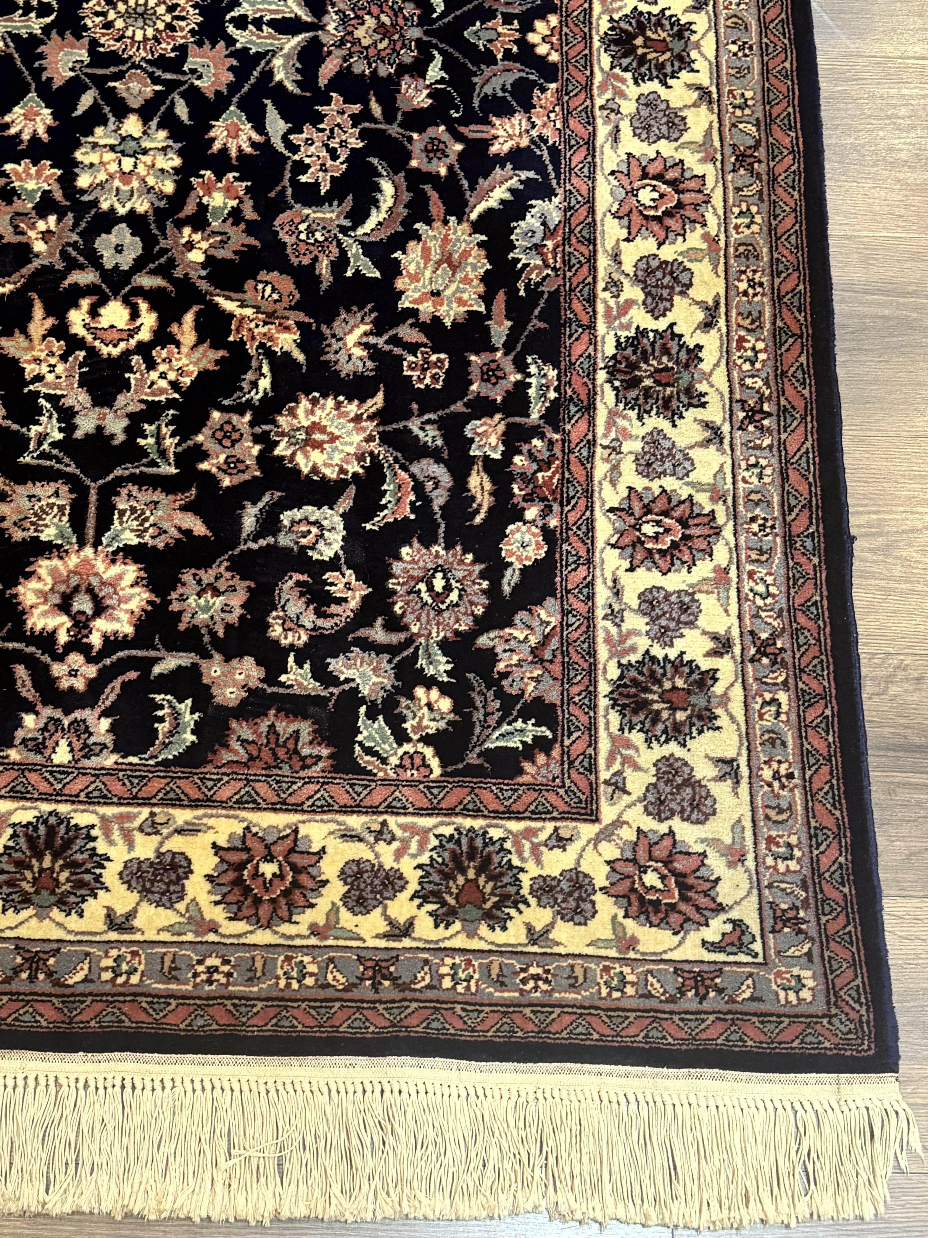 Sino Persian Rug 4x6, Navy Blue and Cream, Floral Allover Oriental Carpet - Jewel Rugs