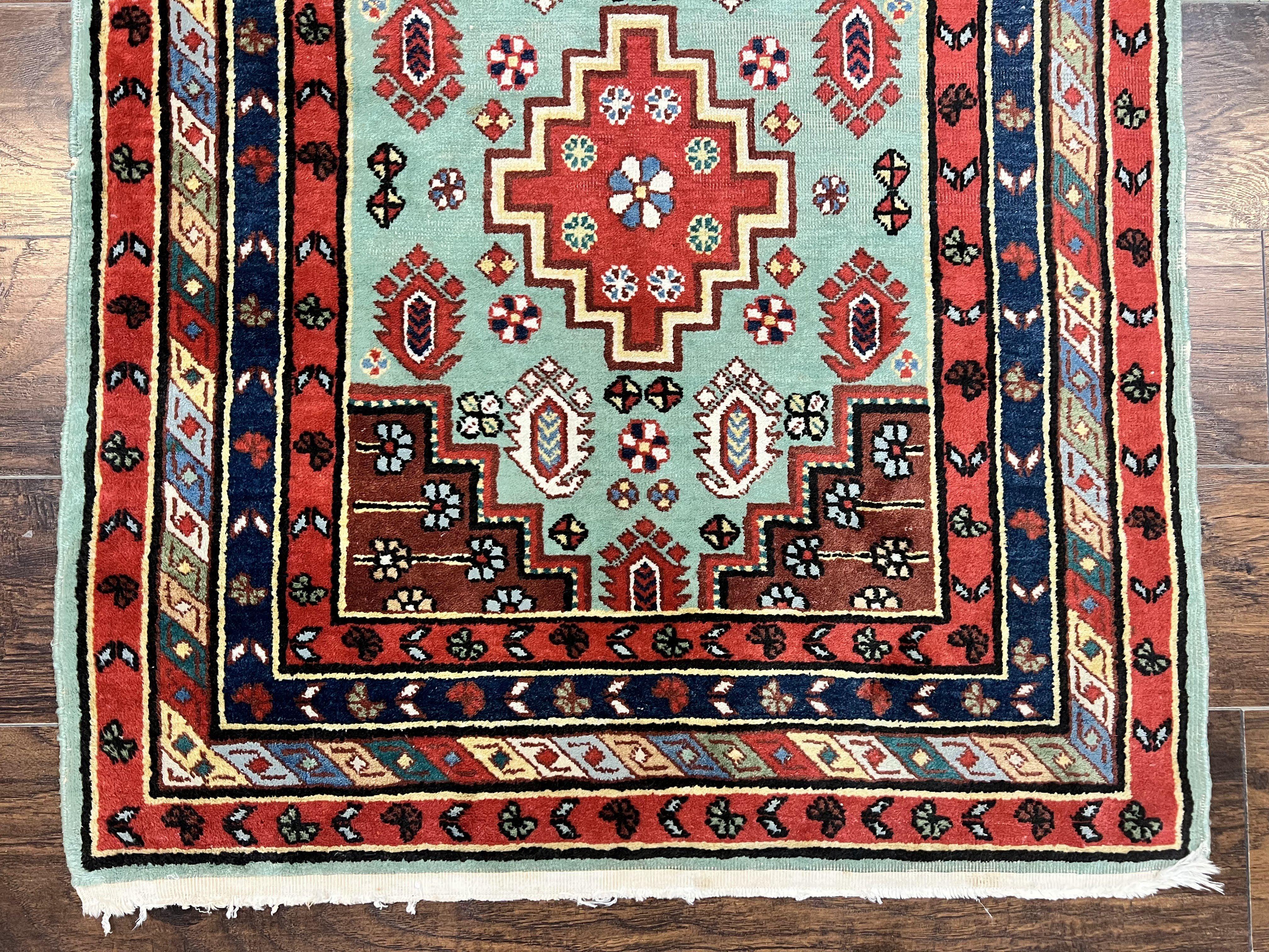 Colorful Turkish Rug 3x6, Geometric Heriz Oriental Carpet, Wool Hand Knotted Vintage Carpet, Oriental Rug 3 x 6 - Jewel Rugs