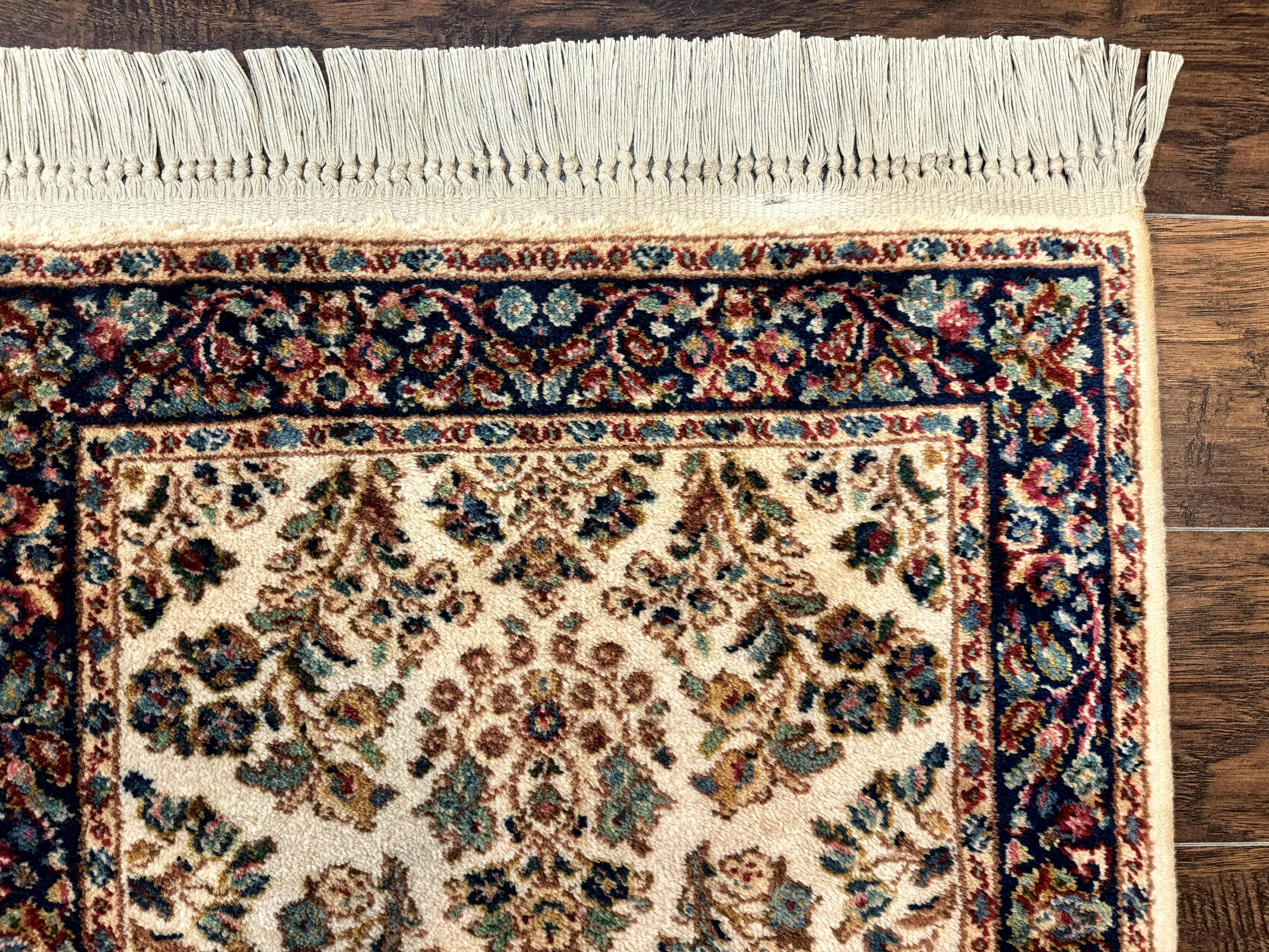 Karastan Rug 2.6 x 4, Karastan Ivory Sarouk #760, Vintage Wool Pile Small Karastan Carpet, Original Collection 700 Series Discontinued - Jewel Rugs