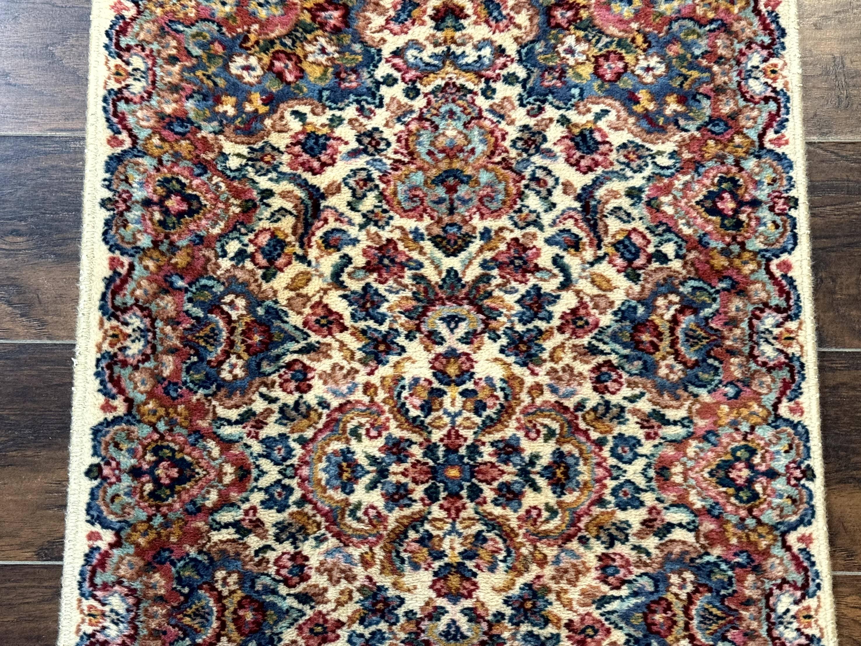 Karastan Rug 2x4, Karastan Kirman Rug #724, Wool Vintage Discontinued Small Karastan Area Rug, Ivory Kirman - Jewel Rugs